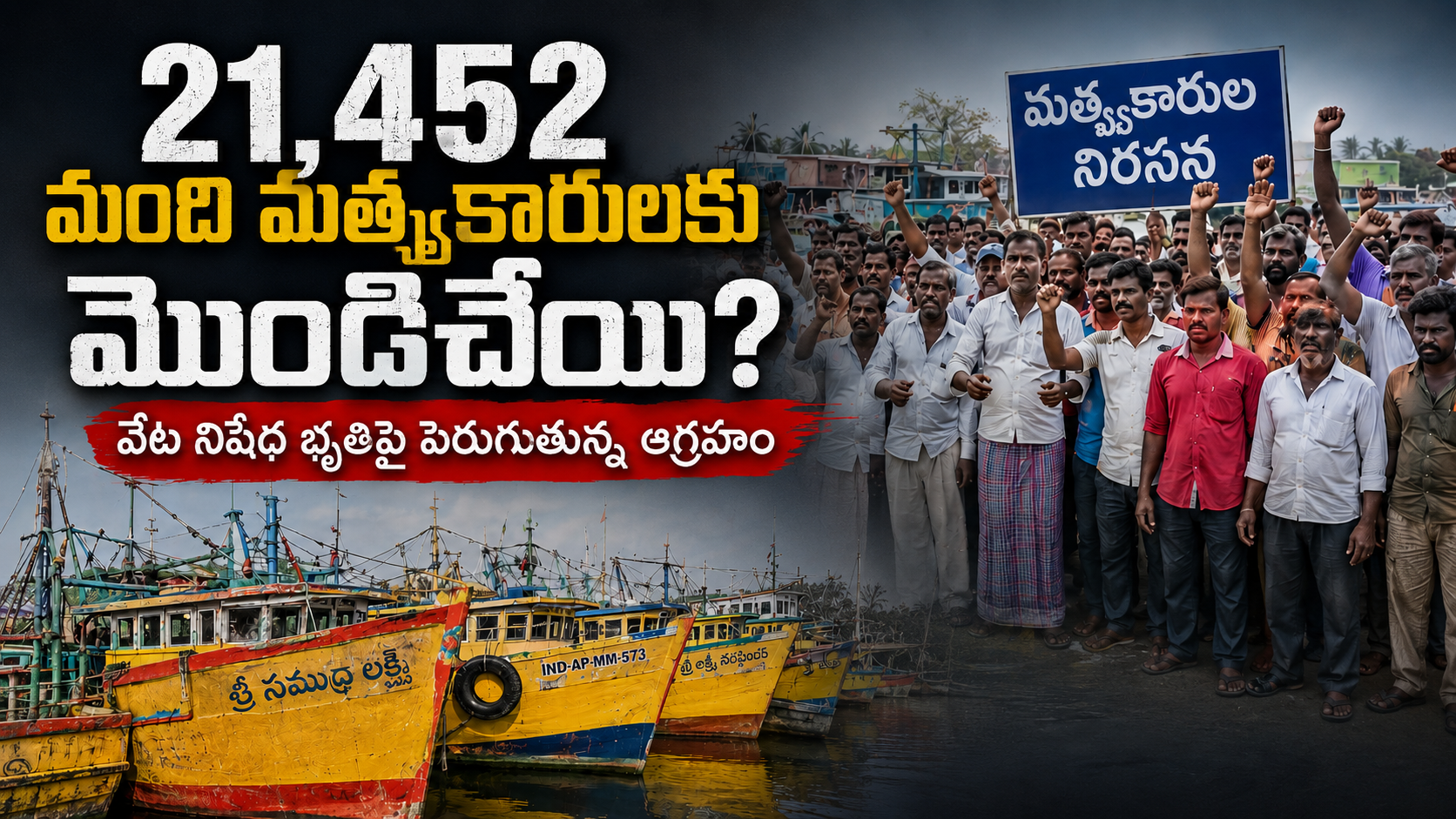 21,452 మంది మత్స్యకారులకు మొండిచేయిపై ఆంధ్రప్రదేశ్‌లో మత్స్యకారుల నిరసనలు