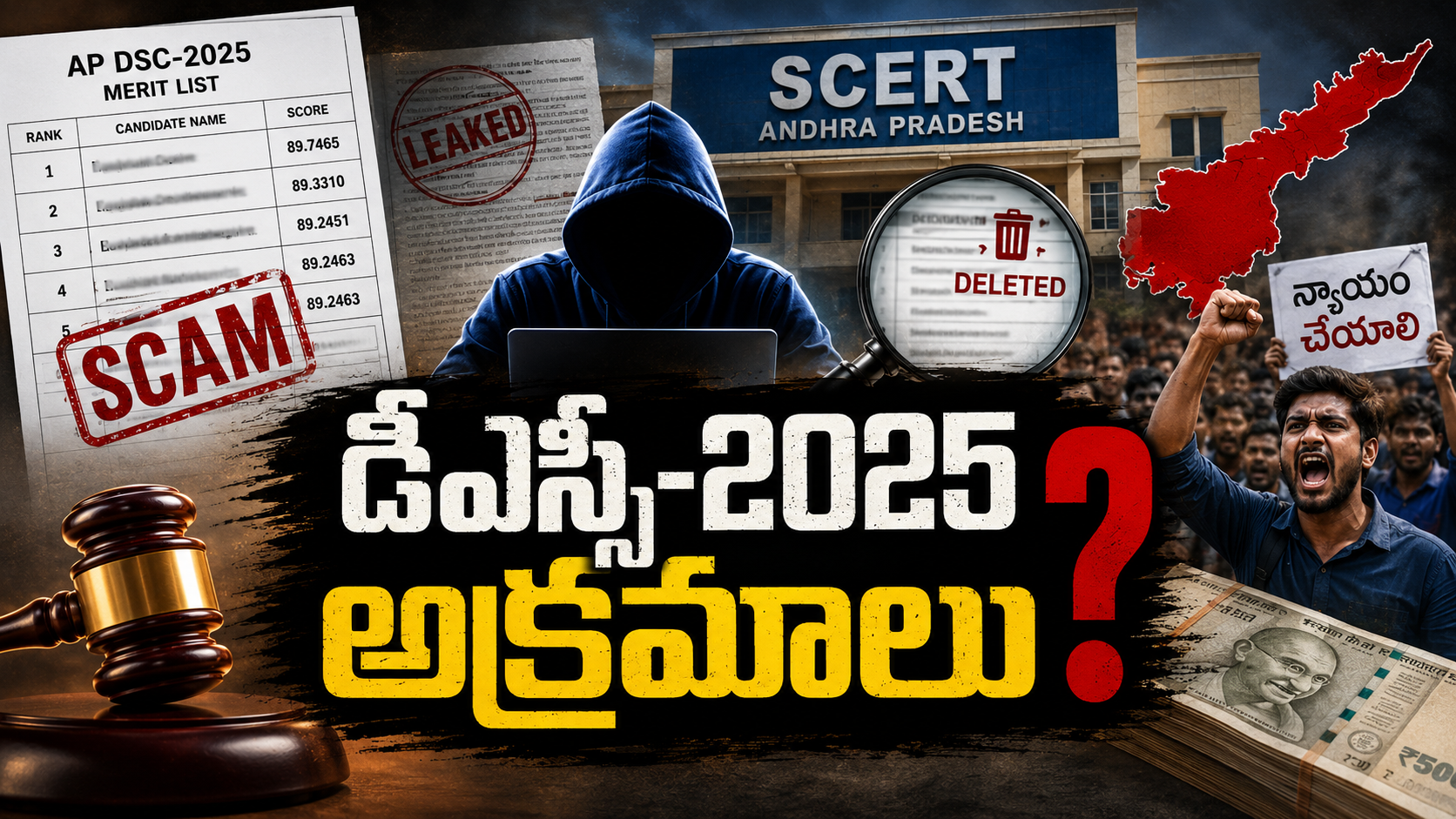 డీఎస్సీ-2025 అక్రమాలు, మెరిట్ లిస్ట్ స్కామ్ మరియు ప్రశ్నాపత్రాల లీకేజీ ఆరోపణలు