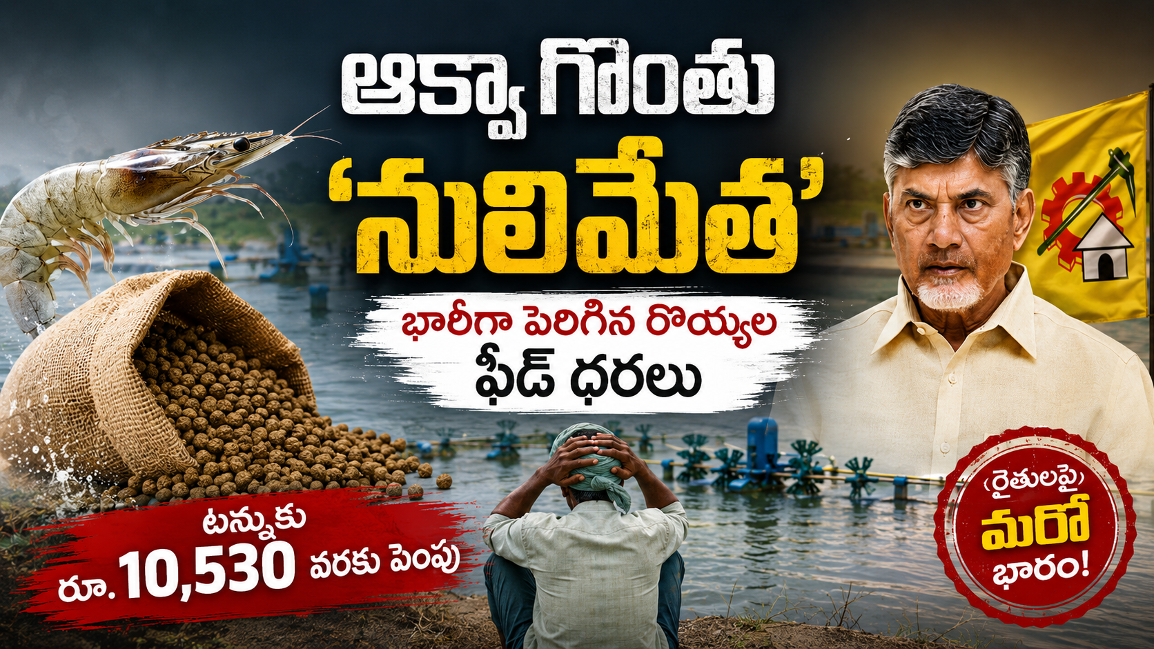 రొయ్యల ఫీడ్ ధరల పెంపుతో ఆందోళన వ్యక్తం చేస్తున్న ఆంధ్రప్రదేశ్ ఆక్వా రైతులు