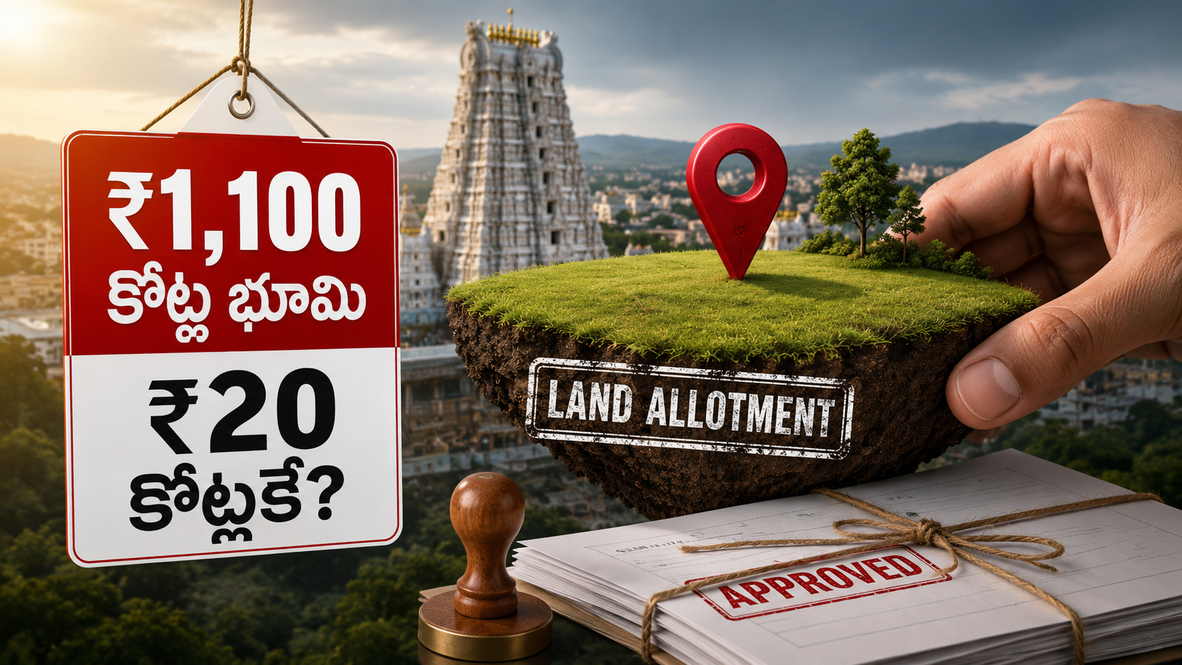 తిరుపతి వన్ ప్రాజెక్టు భూముల కేటాయింపుపై వివాదానికి సంబంధించిన ప్రతీకాత్మక చిత్రం తిరుపతి వన్ భూ దందా