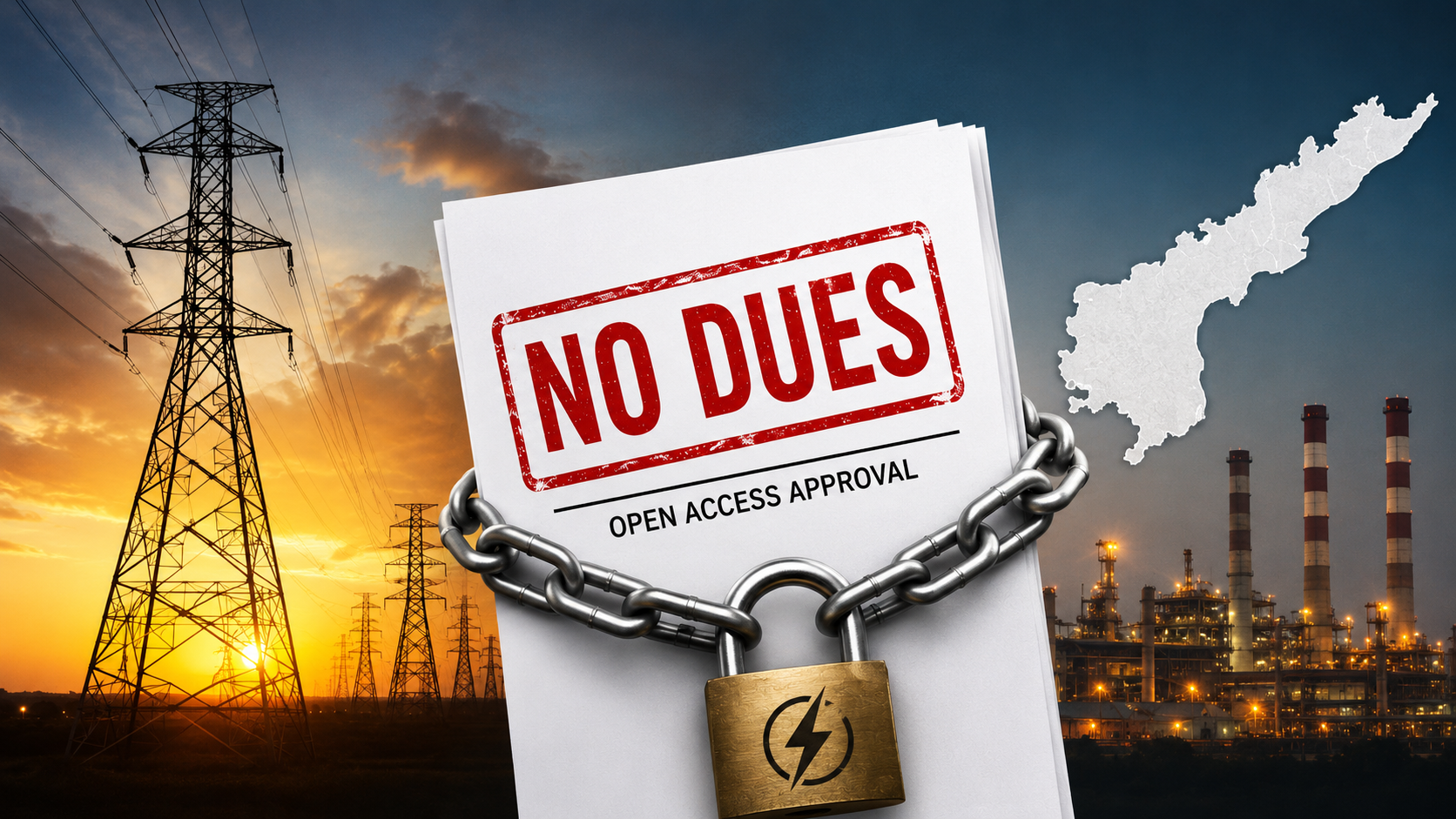 AP Open Access Power Rules ప్రభావంతో పరిశ్రమలపై కొత్త విద్యుత్ పరిమితులను సూచించే ప్రతీకాత్మక చిత్రం