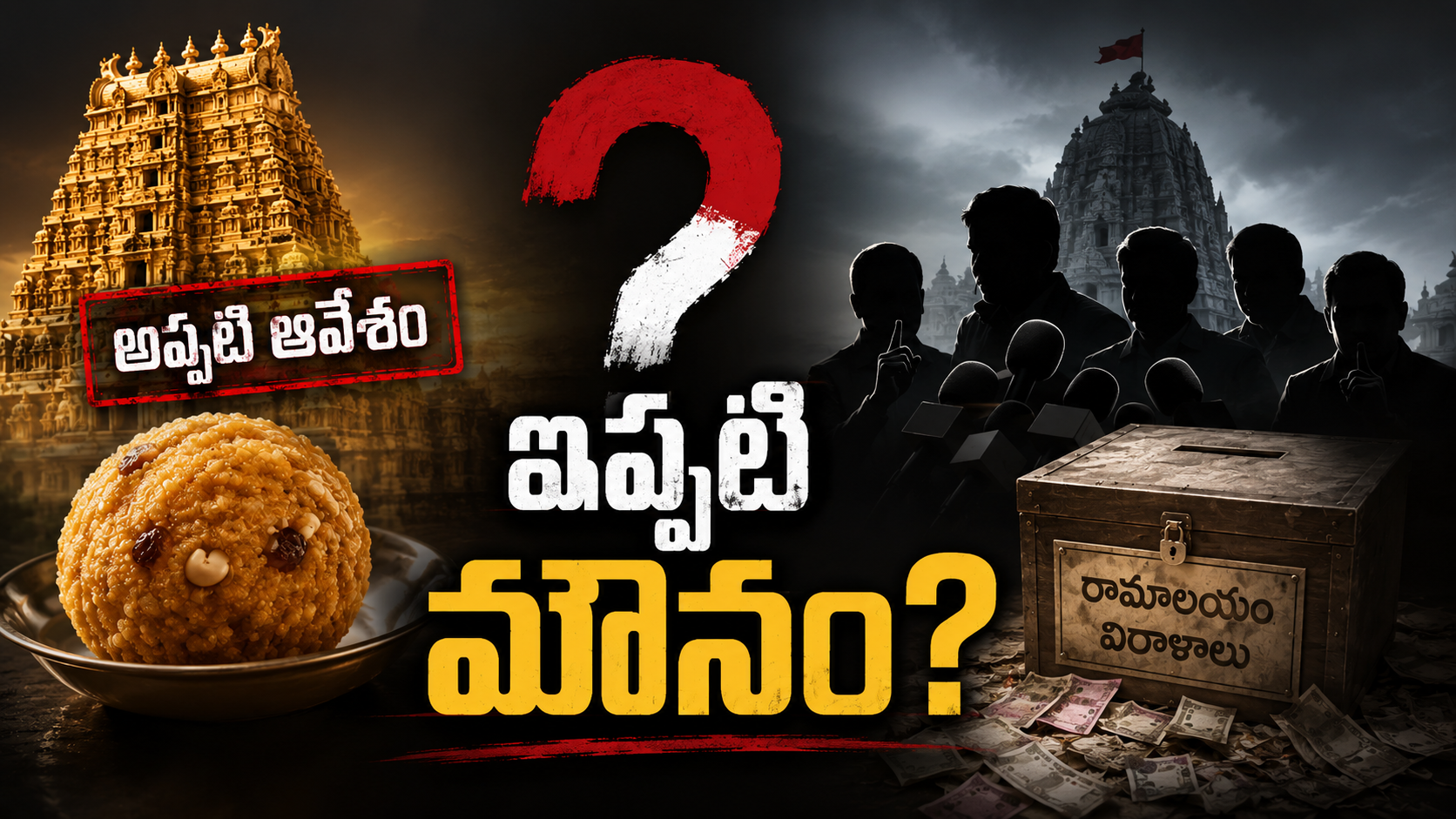 తిరుపతి లడ్డూ వివాదం, రామాలయం విరాళాల ఆరోపణలు, రాజకీయ మౌనాన్ని ప్రతిబింబించే ఫీచర్డ్ ఇమేజ్