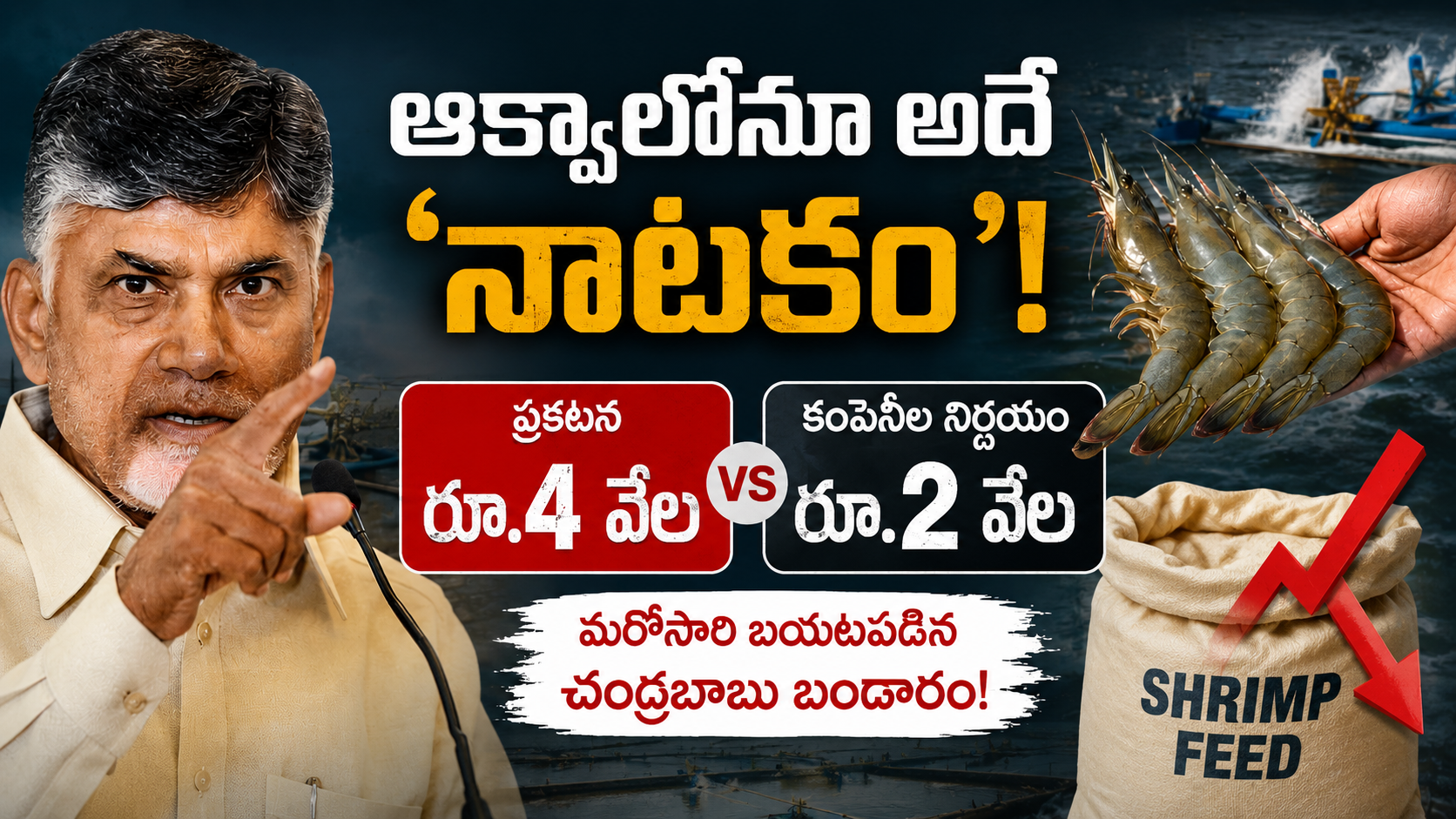 ఆక్వా ఫీడ్ ధరల తగ్గింపుపై రూ.4 వేల ప్రకటన, రూ.2 వేలకే పరిమితమైన కంపెనీల నిర్ణయంతో బయటపడిన చంద్రబాబు బండారం
