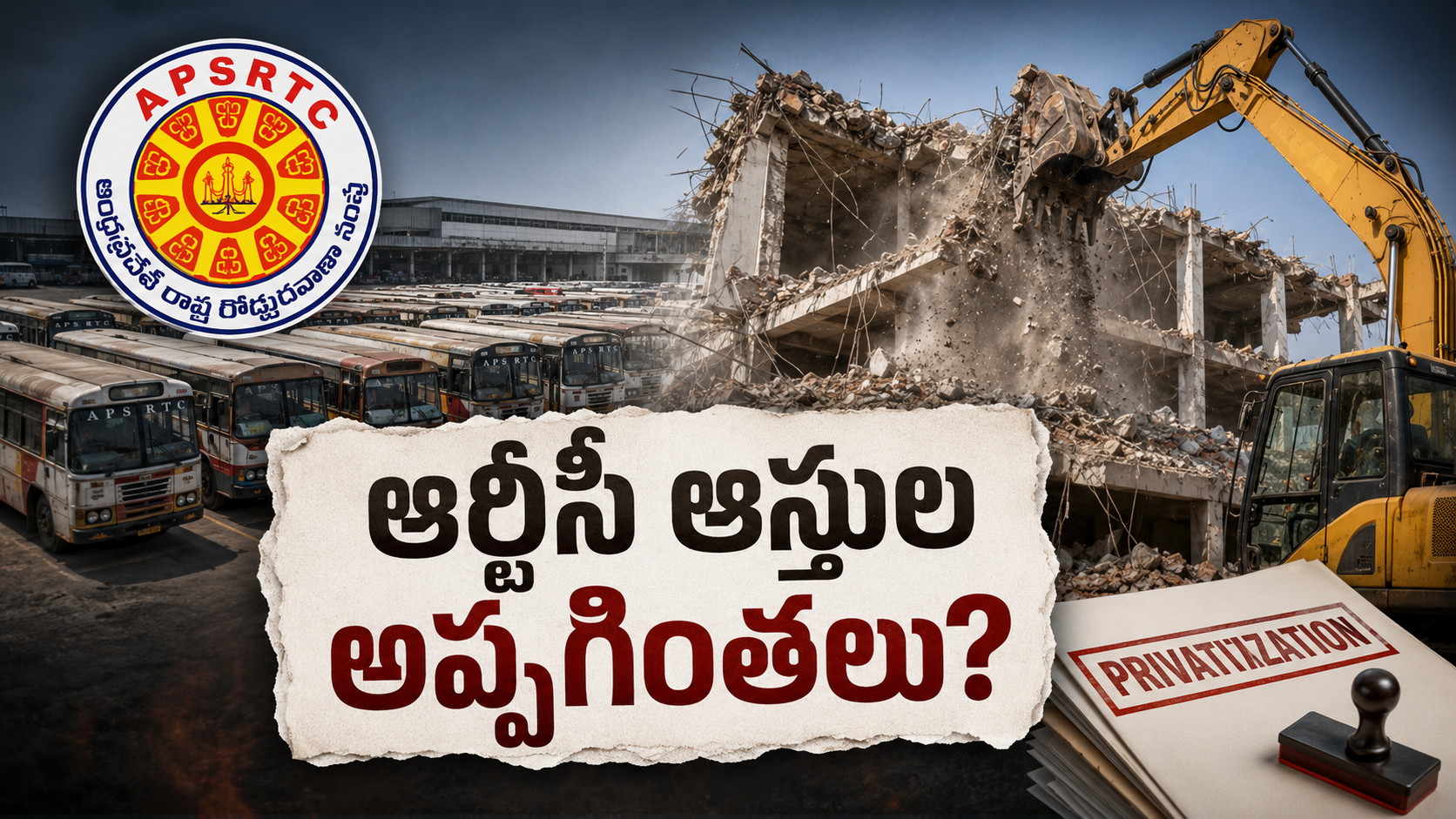 ఆర్టీసీ ఆస్తుల అప్పగింతలపై ప్రతీకాత్మక చిత్రం.. డిపోల ప్రైవేటీకరణ, కూల్చివేతలు, ఏపీఎస్‌ఆర్టీసీ భవిష్యత్తుపై వివాదం