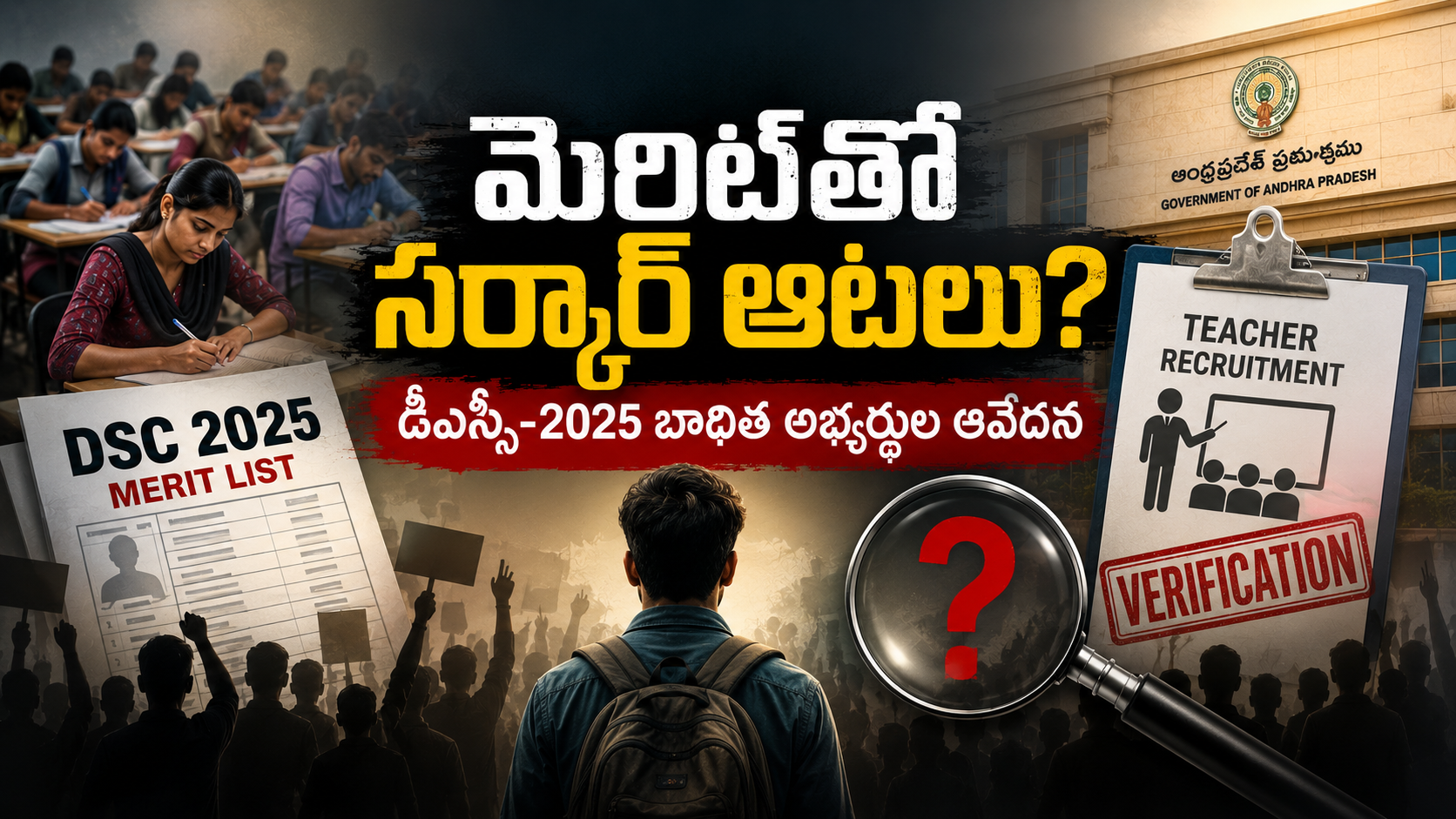 డీఎస్సీ 2025 బాధిత అభ్యర్థుల ఆరోపణలు, మెరిట్‌తో సర్కార్ ఆటలు, టీచర్ ఉద్యోగాల భర్తీలో అక్రమాలపై నిరసన