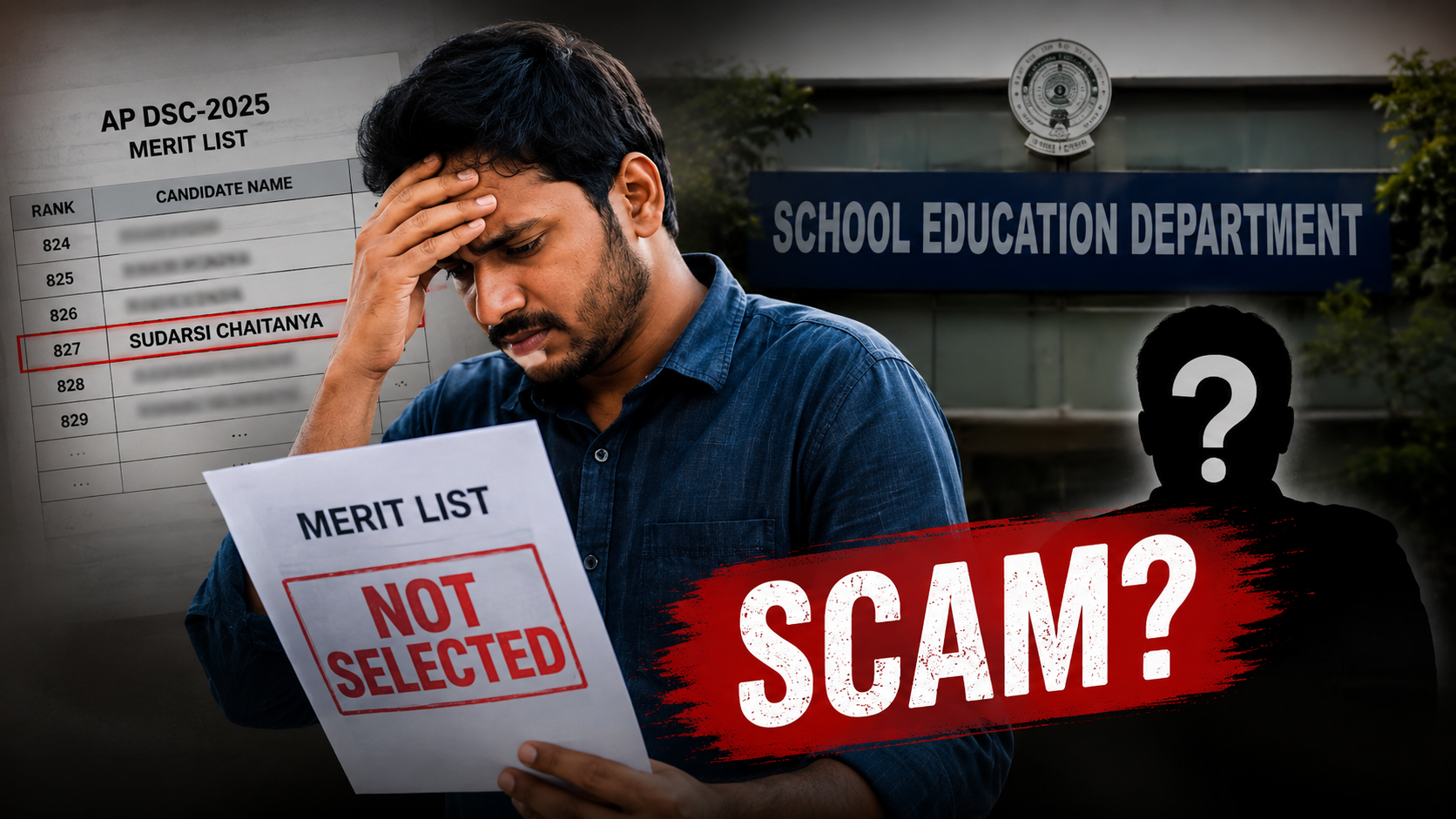 డీఎస్సీ-2025 మెరిట్ జాబితాలో పేరు ఉన్నా ఉద్యోగం రాలేదని ఆరోపిస్తున్న అభ్యర్థికి సంబంధించిన ప్రతీకాత్మక చిత్రం