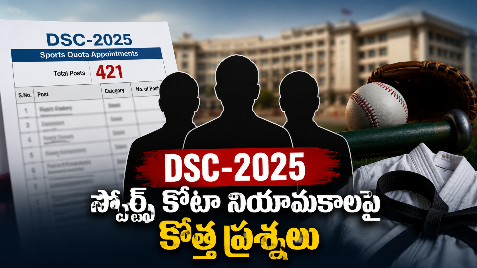 DSC-2025 స్పోర్ట్స్ కోటా నియామకాలపై వివాదం, 421 ఉద్యోగాలు మరియు క్రీడా సంఘాల అనుబంధాలపై ప్రశ్నలు