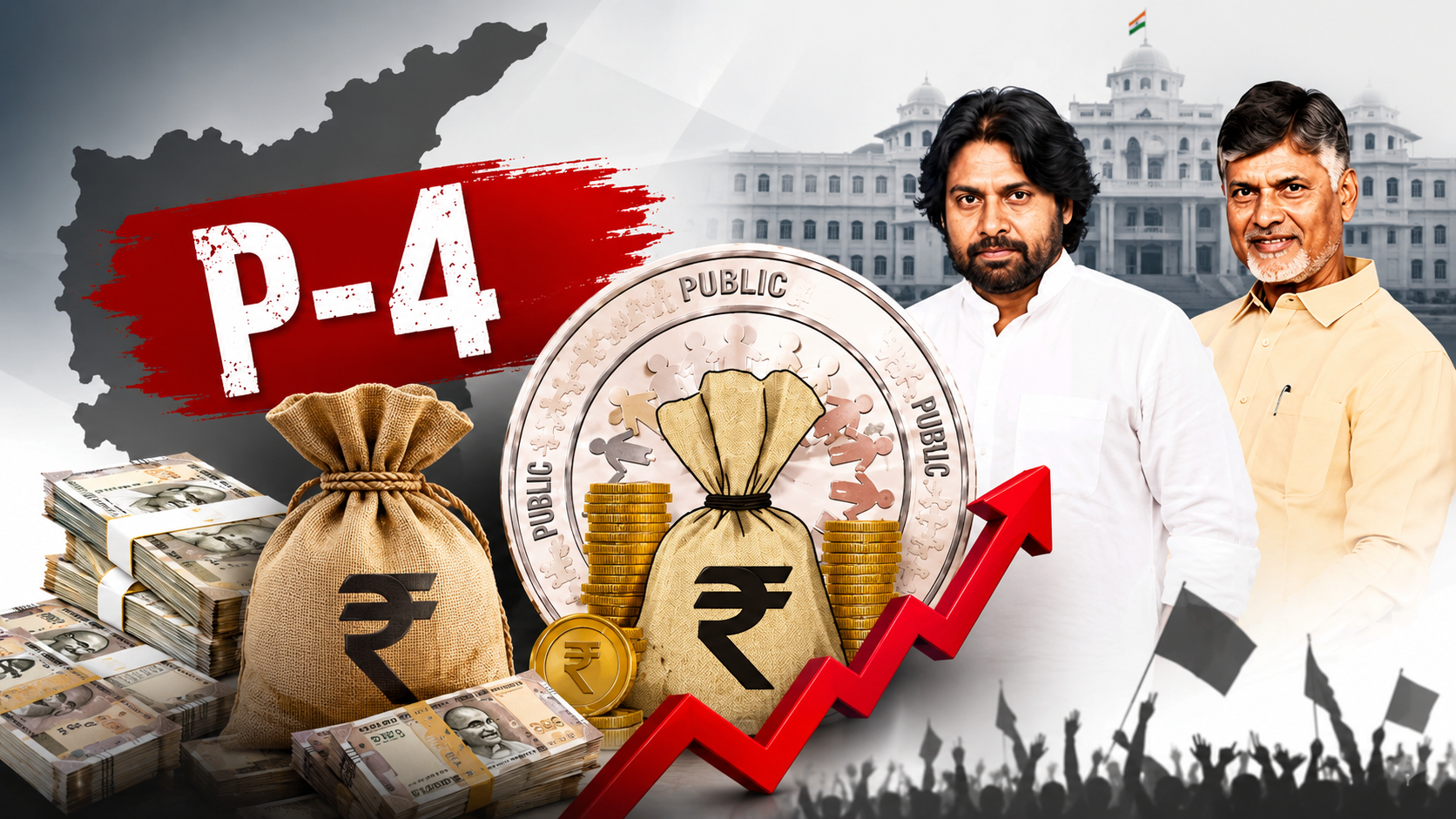 పీ–4 పేరుతో రూ.9.15 కోట్ల ఖర్చుపై రూపొందించిన ఫీచర్డ్ ఇమేజ్, పీ–4 కార్యక్రమ వ్యయాలు మరియు సభల ఖర్చుల దృశ్యం