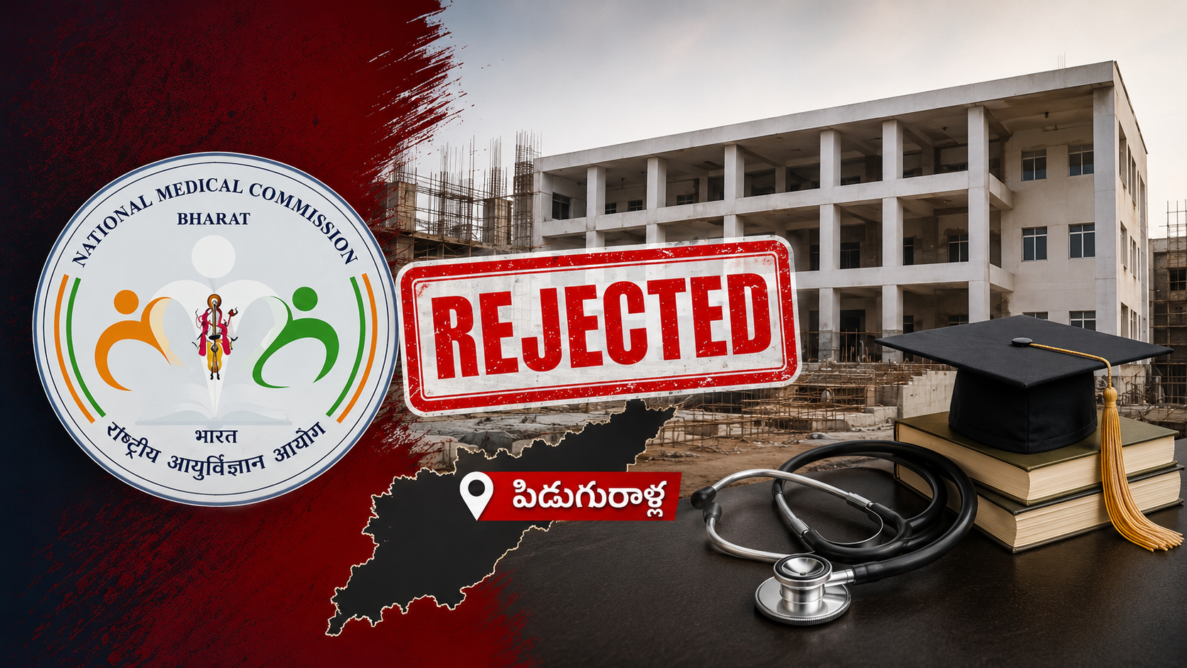 పిడుగురాళ్ల మెడికల్ కాలేజీకి ఎన్ఎంసీ తిరస్కరణ, 100 ఎంబీబీఎస్ సీట్లపై అనిశ్చితి