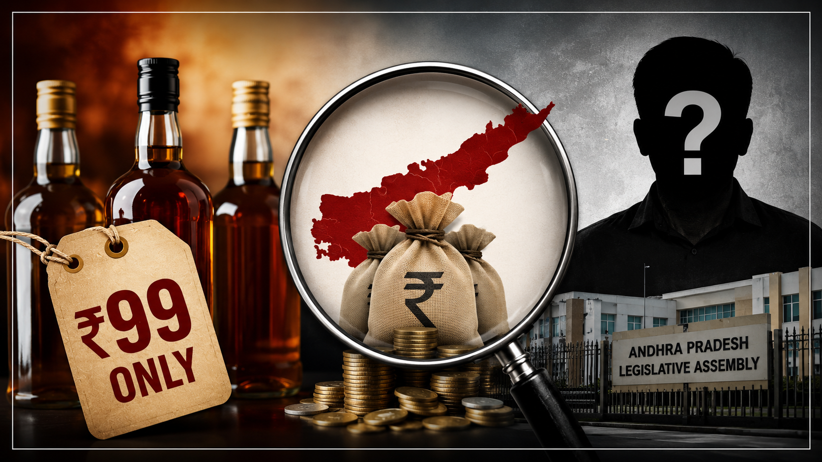 రూ.99 మద్యం బ్రాండ్లు ఆంధ్రప్రదేశ్‌లో అదనపు వసూళ్లు మరియు ఎక్సైజ్ విధాన వివాదంపై ప్రతీకాత్మక చిత్రం