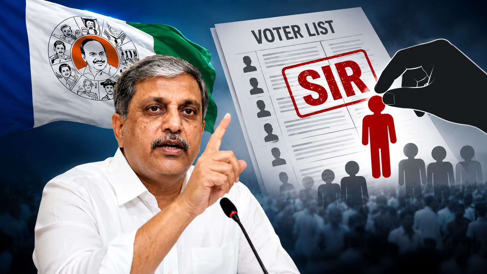 ఎస్‌ఐఆర్‌పై వైఎస్సార్సీపీ వార్ మోడ్ అంటూ పార్టీ శ్రేణులకు సజ్జల రామకృష్ణారెడ్డి అప్రమత్తంగా ఉండాలని సూచిస్తున్న దృశ్యం