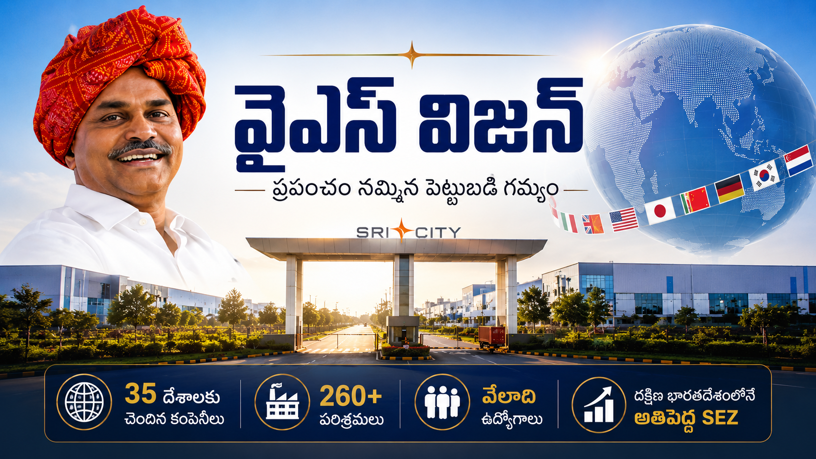 Sri City SEZ Vision – South India's largest SEZ with 35 countries and over 260 industries in Andhra Pradesh