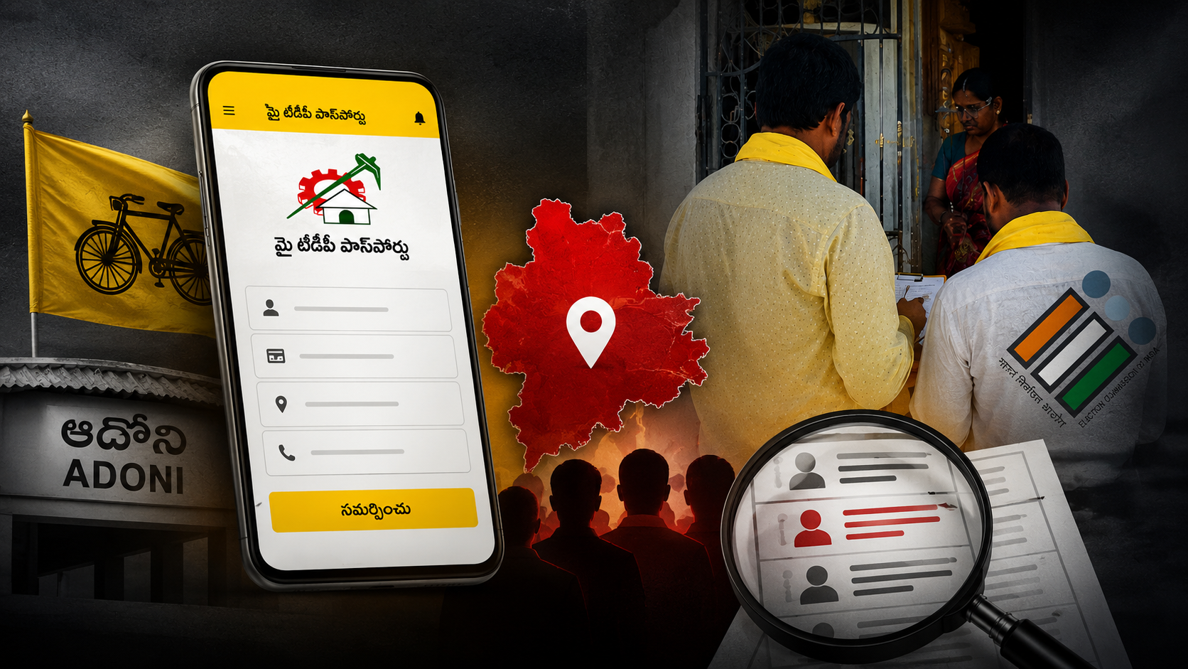 ఆదోనిలో టీడీపీ యాప్‌లో ఓటర్ల వివరాలు నమోదు చేస్తున్నట్లు ఆరోపణల నేపథ్యంలో రూపొందించిన ప్రతీకాత్మక చిత్రం