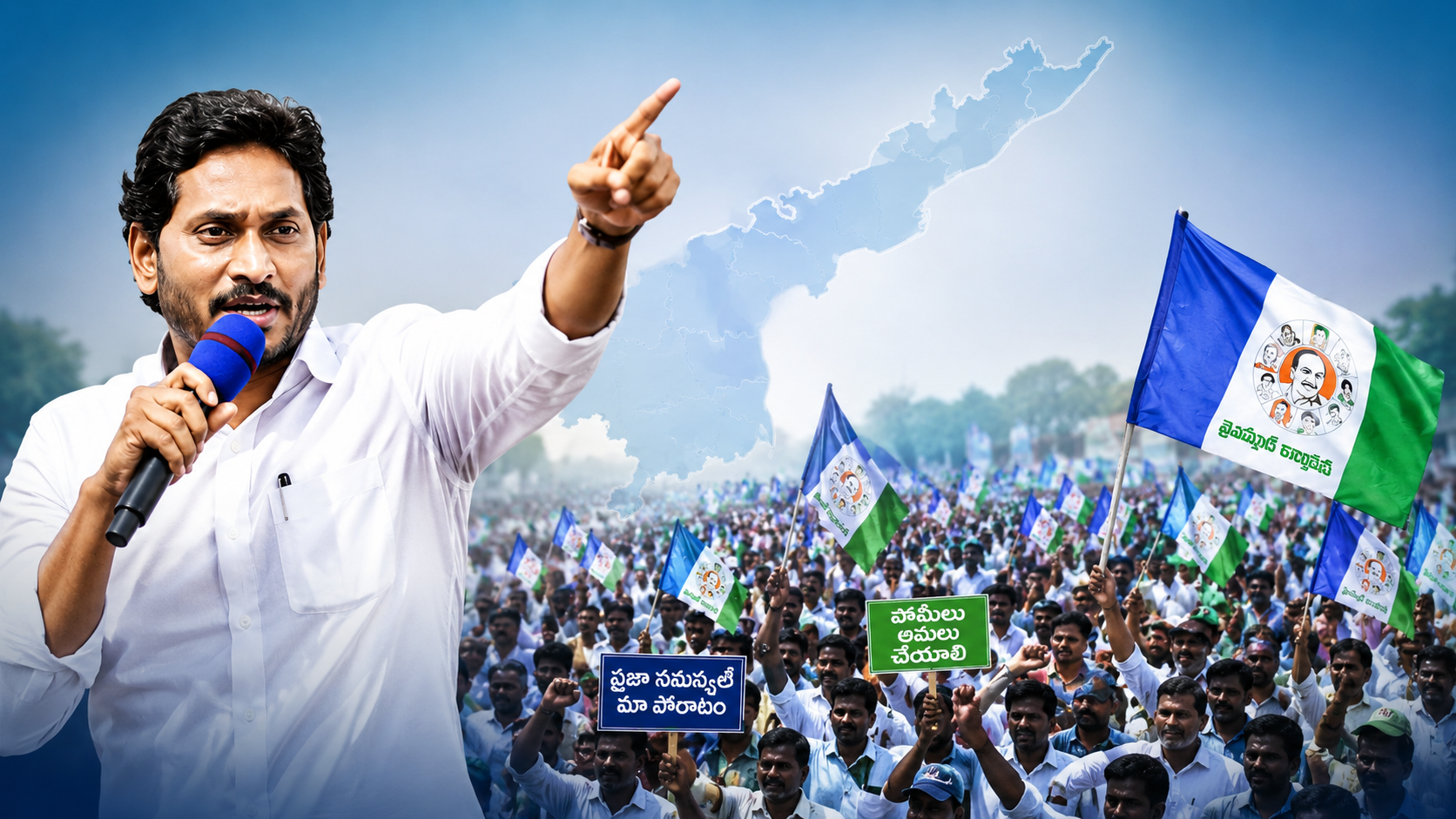 వైఎస్సార్‌సీపీ నిరసన ర్యాలీలు 175 నియోజకవర్గాల్లో నిర్వహిస్తున్న దృశ్యం