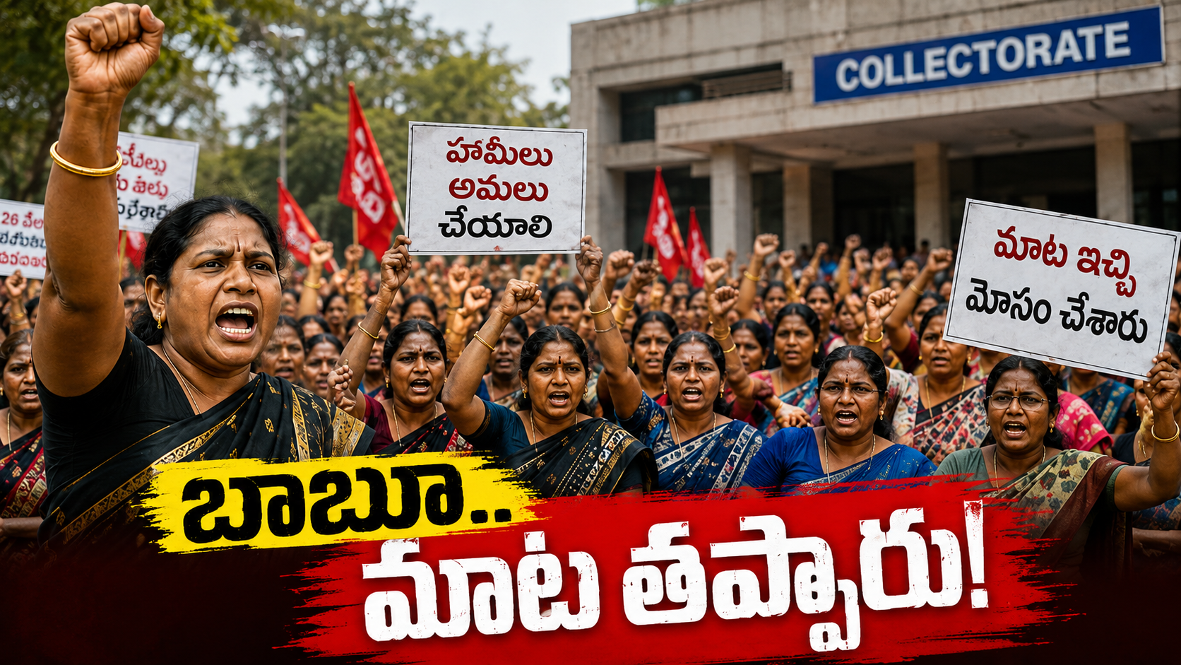 అంగన్‌వాడీల ఆందోళన: ఎన్నికల హామీల అమలు కోరుతూ రాష్ట్రవ్యాప్తంగా కలెక్టరేట్ల వద్ద భారీ నిరసనలో పాల్గొన్న అంగన్‌వాడీ కార్యకర్తలు