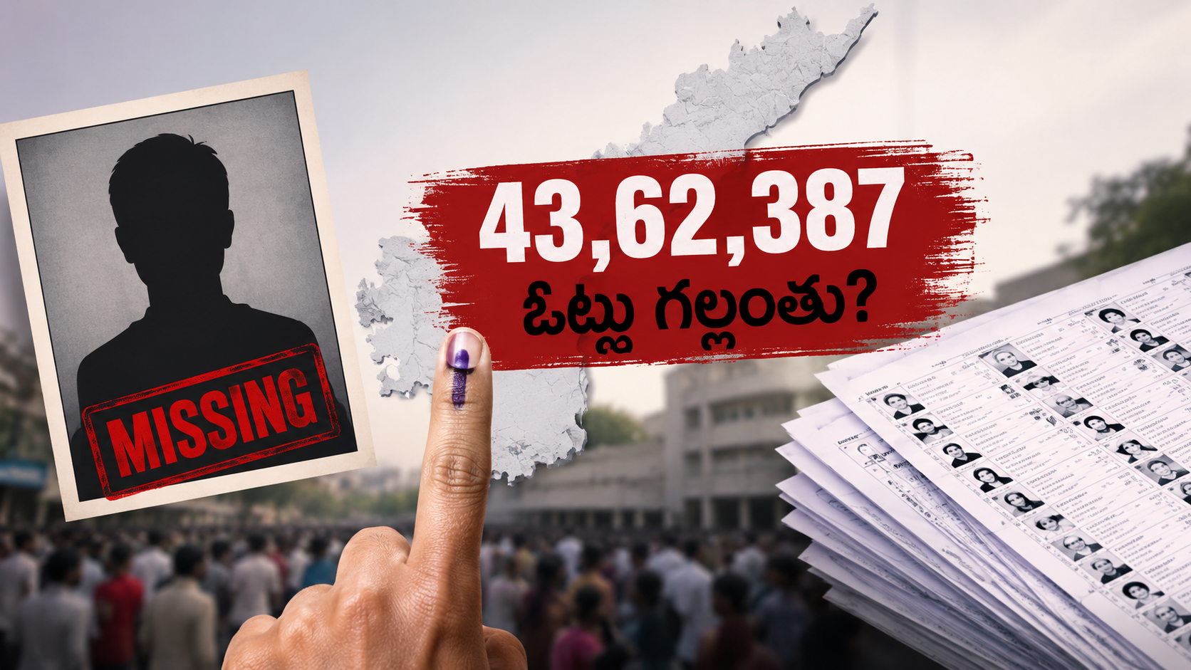 ఏపీలో 43.62 లక్షల ఓట్లు గల్లంతయ్యాయా? ఓటర్ల జాబితా సవరణపై ప్రత్యేక కథనం కోసం రూపొందించిన ఫీచర్డ్ ఇమేజ్