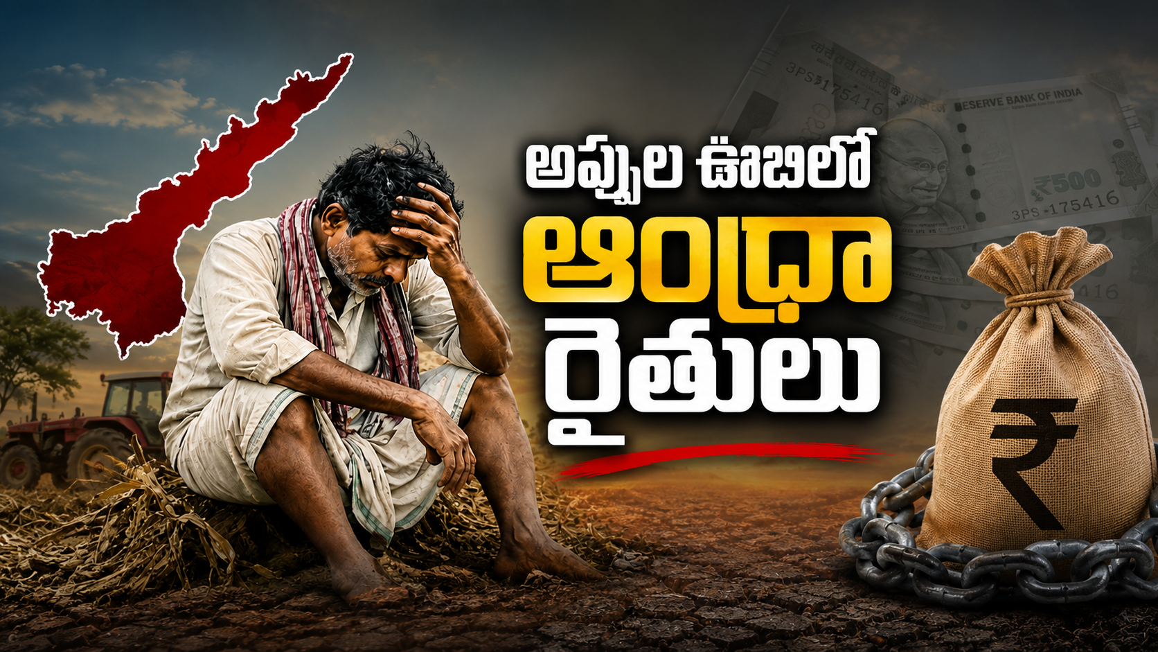 అప్పుల ఊబిలో ఆంధ్రా రైతులు – వ్యవసాయ అప్పుల్లో దేశంలోనే రెండో స్థానంలో నిలిచిన ఆంధ్రప్రదేశ్ రైతుల రుణభారాన్ని సూచించే ఫీచర్డ్ ఇమేజ్