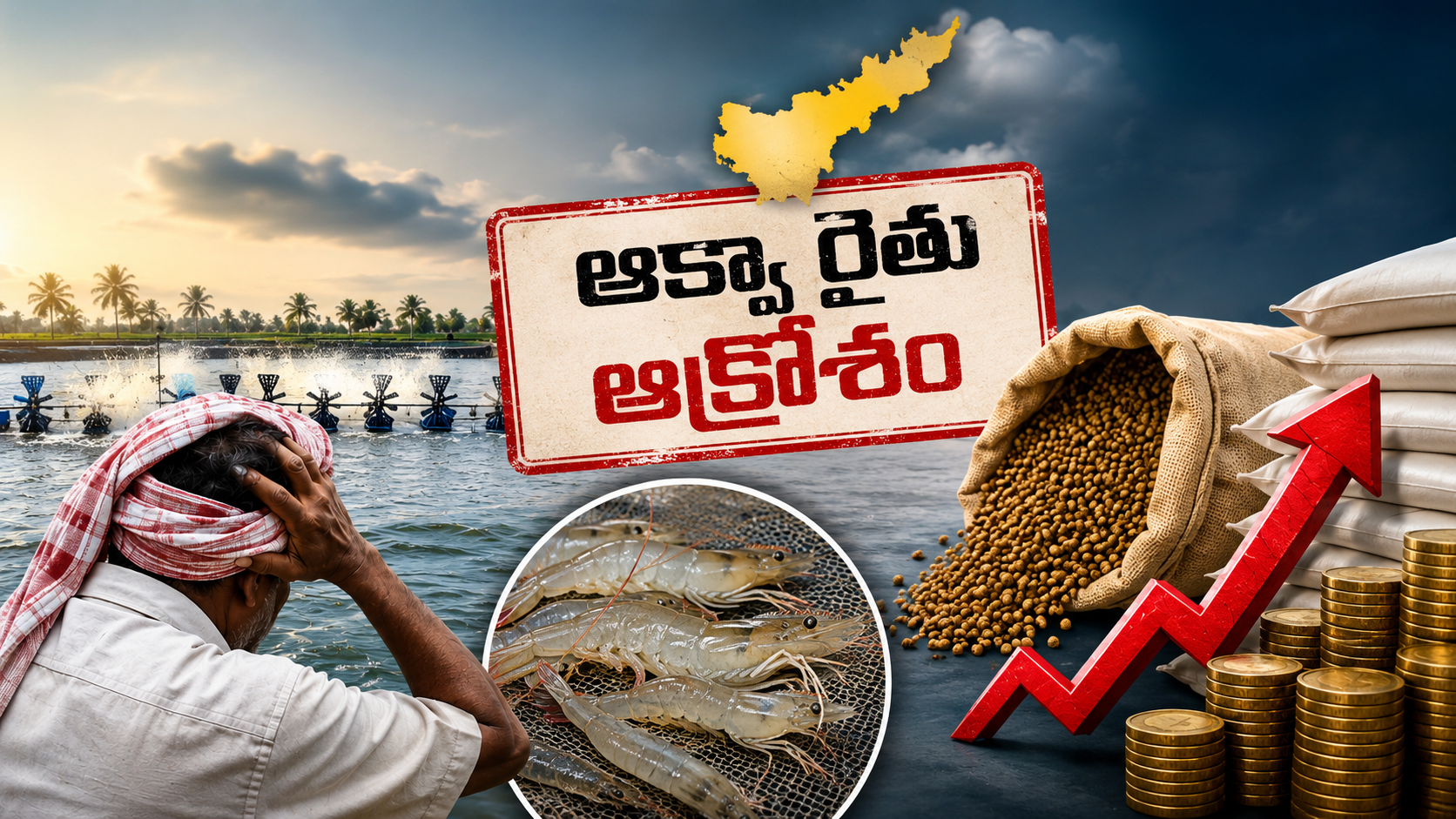 ఆక్వా రైతు ఆక్రోశం.. కౌంట్ ధరలు పడిపోవడం, ఫీడ్ రేట్లు భారీగా పెరగడంతో సంక్షోభంలో ఉన్న ఆంధ్రప్రదేశ్ ఆక్వా రైతులు