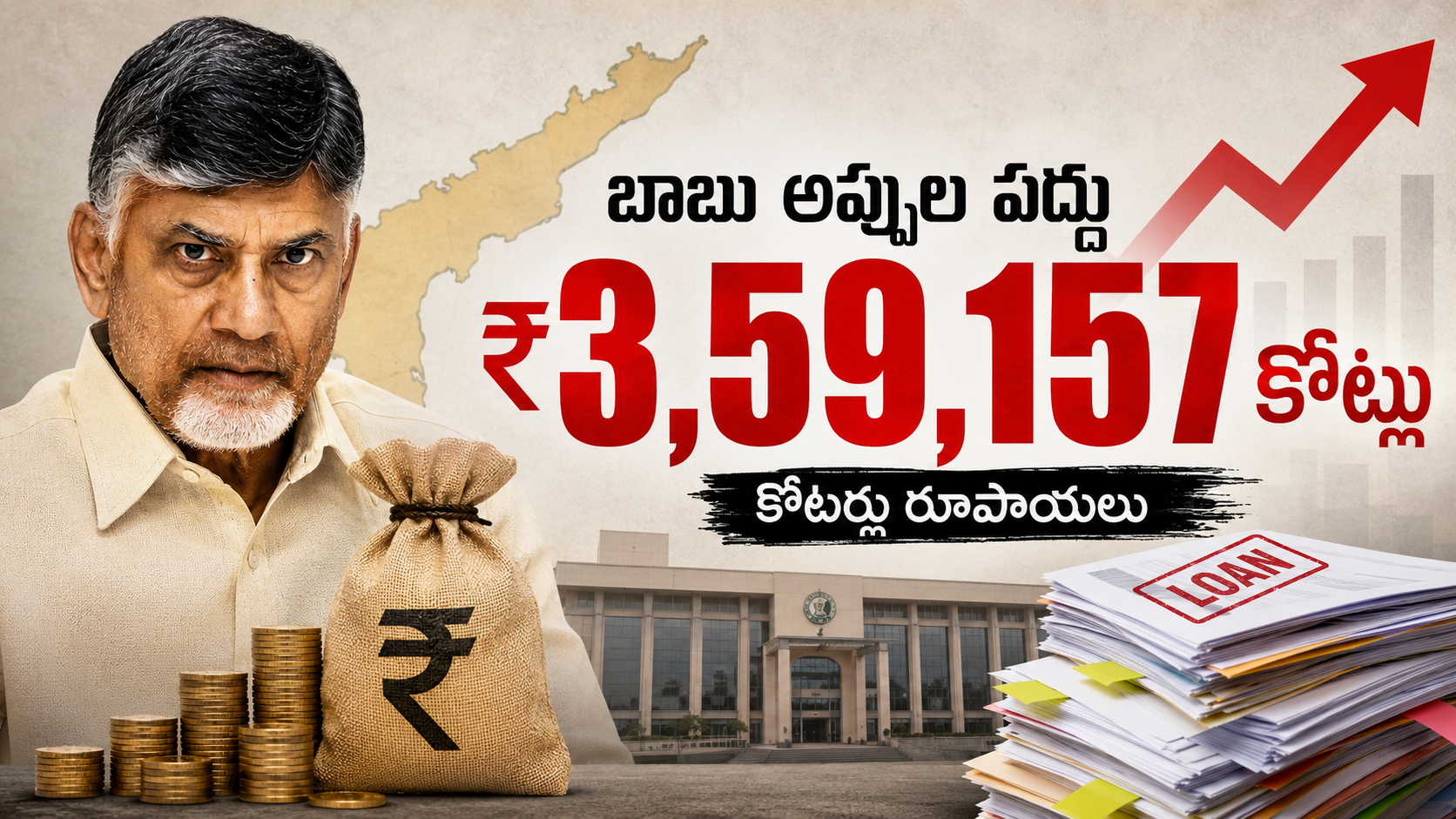 బాబు అప్పుల పద్దు రూ.3,59,157 కోట్లు.. రెండేళ్లలో భారీ రుణభారం గురించి వివరించే ఫీచర్డ్ ఇమేజ్