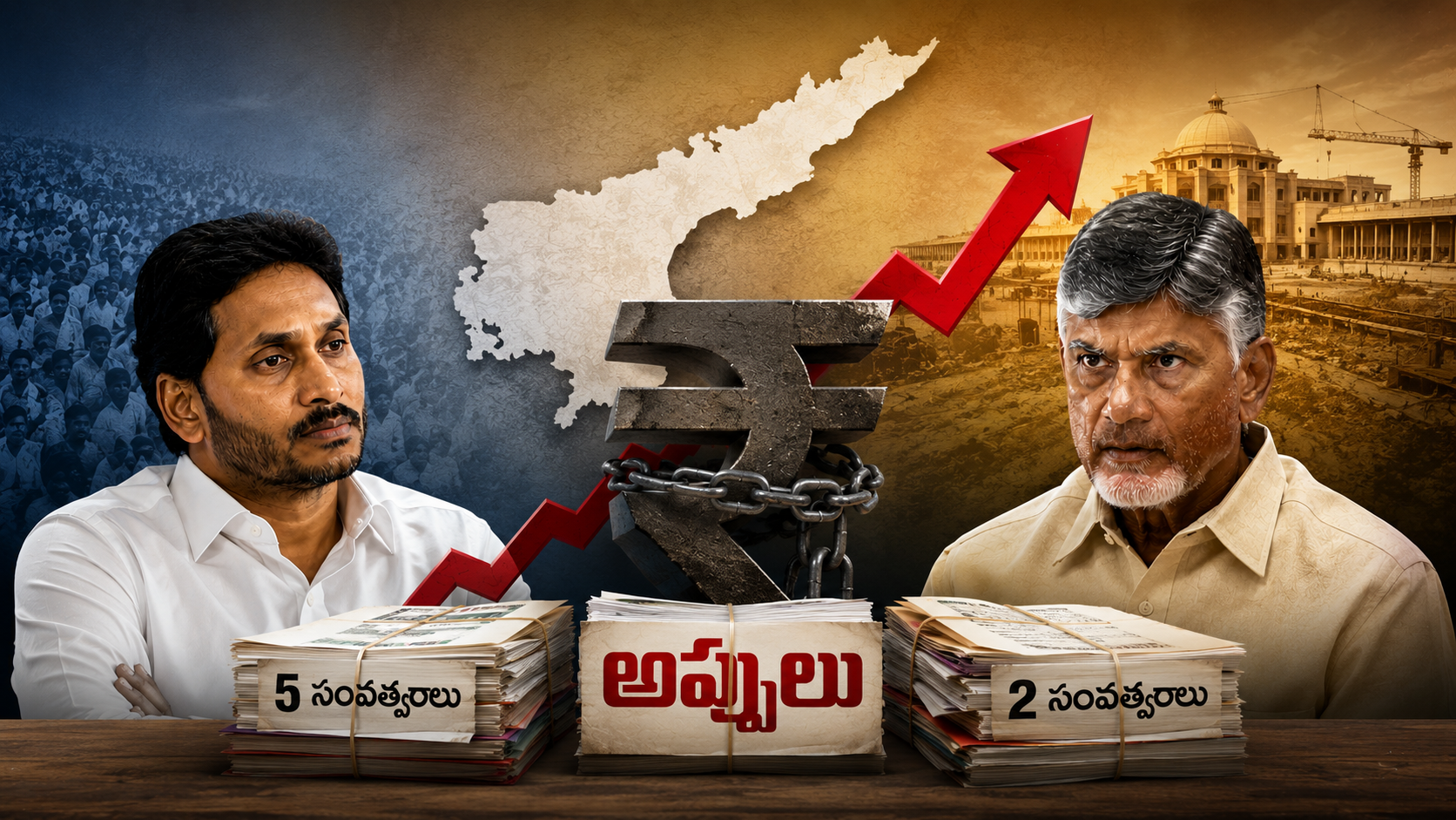 బాబు ప్రభుత్వం రెండేళ్లలో రూ.3.55 లక్షల కోట్ల అప్పులు చేసినట్లు వైఎస్సార్సీపీ ఆరోపణలపై రూపొందించిన ఆంధ్రప్రదేశ్ రాజకీయ వార్తా ఫీచర్డ్ ఇమేజ్