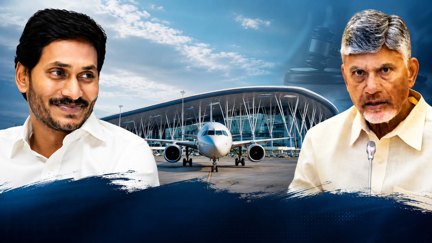 భోగాపురం ఎయిర్‌పోర్టు క్రెడిట్ వివాదంపై జగన్, చంద్రబాబు చిత్రాలతో రూపొందించిన ఫీచర్డ్ ఇమేజ్
