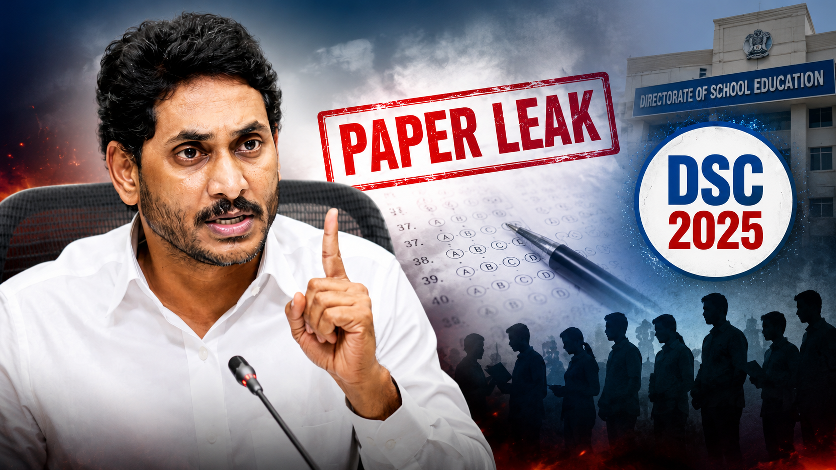 డీఎస్సీ 2025 ప్రశ్నపత్రం లీకేజీ ఆరోపణల నేపథ్యంలో మంత్రి నారా లోకేశ్ రాజీనామా చేయాలని డిమాండ్ చేస్తున్న వైఎస్ జగన్.