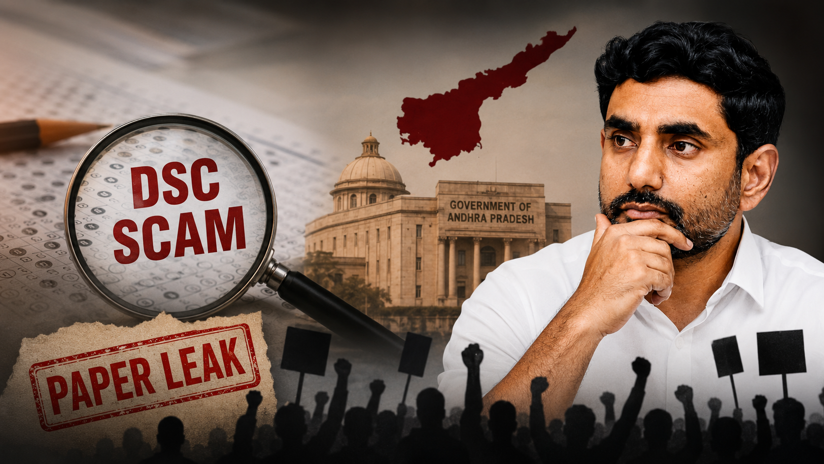 డీఎస్సీ–2025 పేపర్ లీక్ వివాదం, మంత్రి లోకేశ్ రాజీనామా డిమాండ్‌పై రూపొందించిన వెబ్‌సైట్ ఫీచర్డ్ ఇమేజ్.