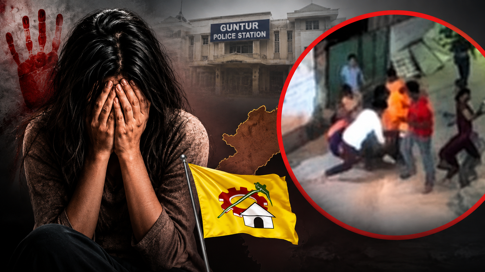 గుంటూరులో మహిళపై దాడి ఘటనపై టీడీపీ నేత కుటుంబంపై వచ్చిన ఆరోపణలను ప్రతిబింబించే ఫీచర్డ్ ఇమేజ్.