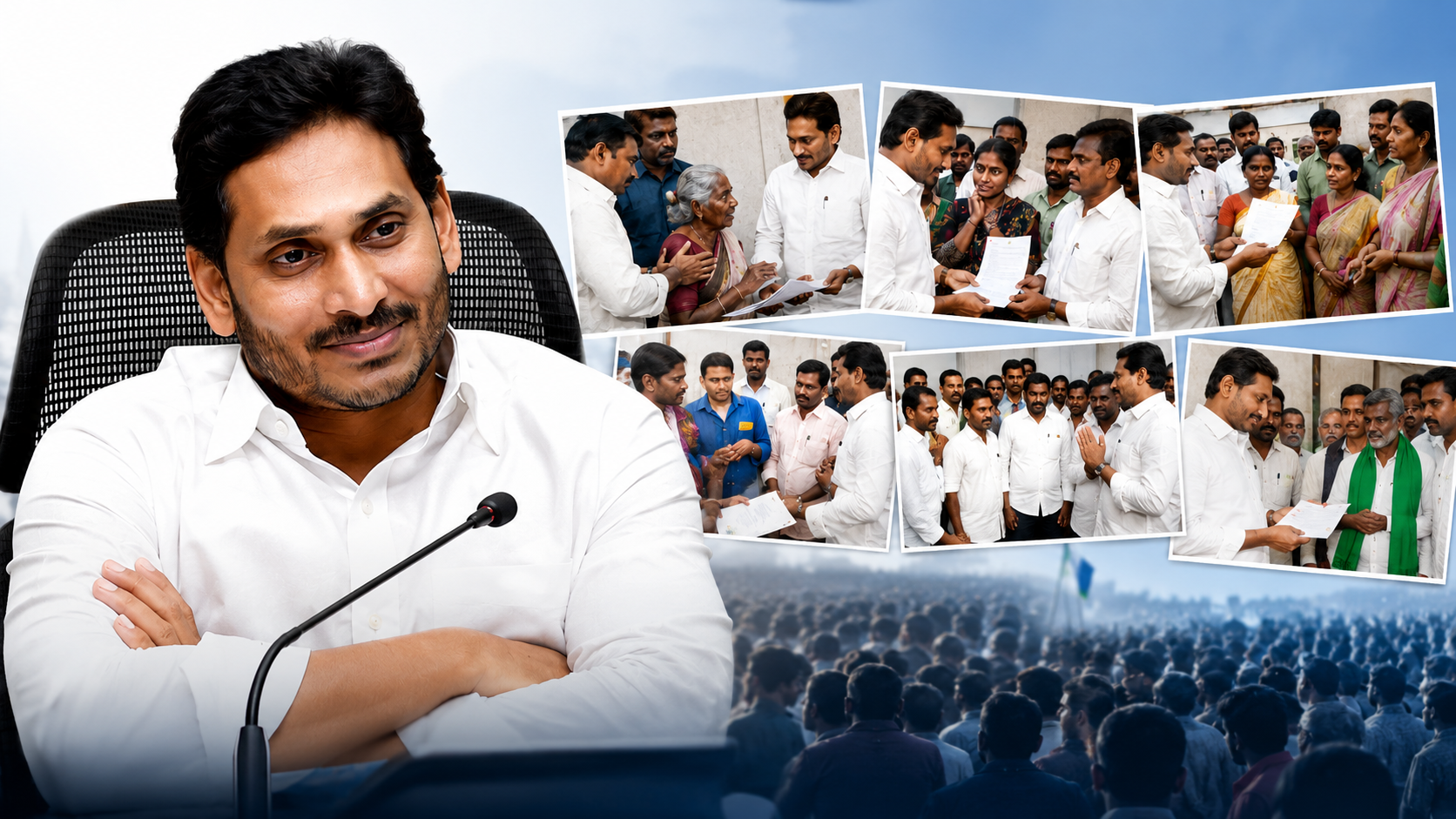 Hope YS Jagan నేపథ్యంలో వివిధ వర్గాల ప్రజల సమస్యలను వింటున్న వైఎస్ జగన్ మోహన్ రెడ్డి