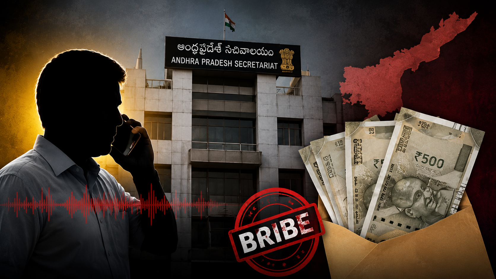 ఇంధన శాఖలో లంచాల ముఠా ఆరోపణలు, వైరల్ కమిషన్ ఆడియో నేపథ్యంలో రూపొందించిన ఫీచర్డ్ ఇమేజ్.