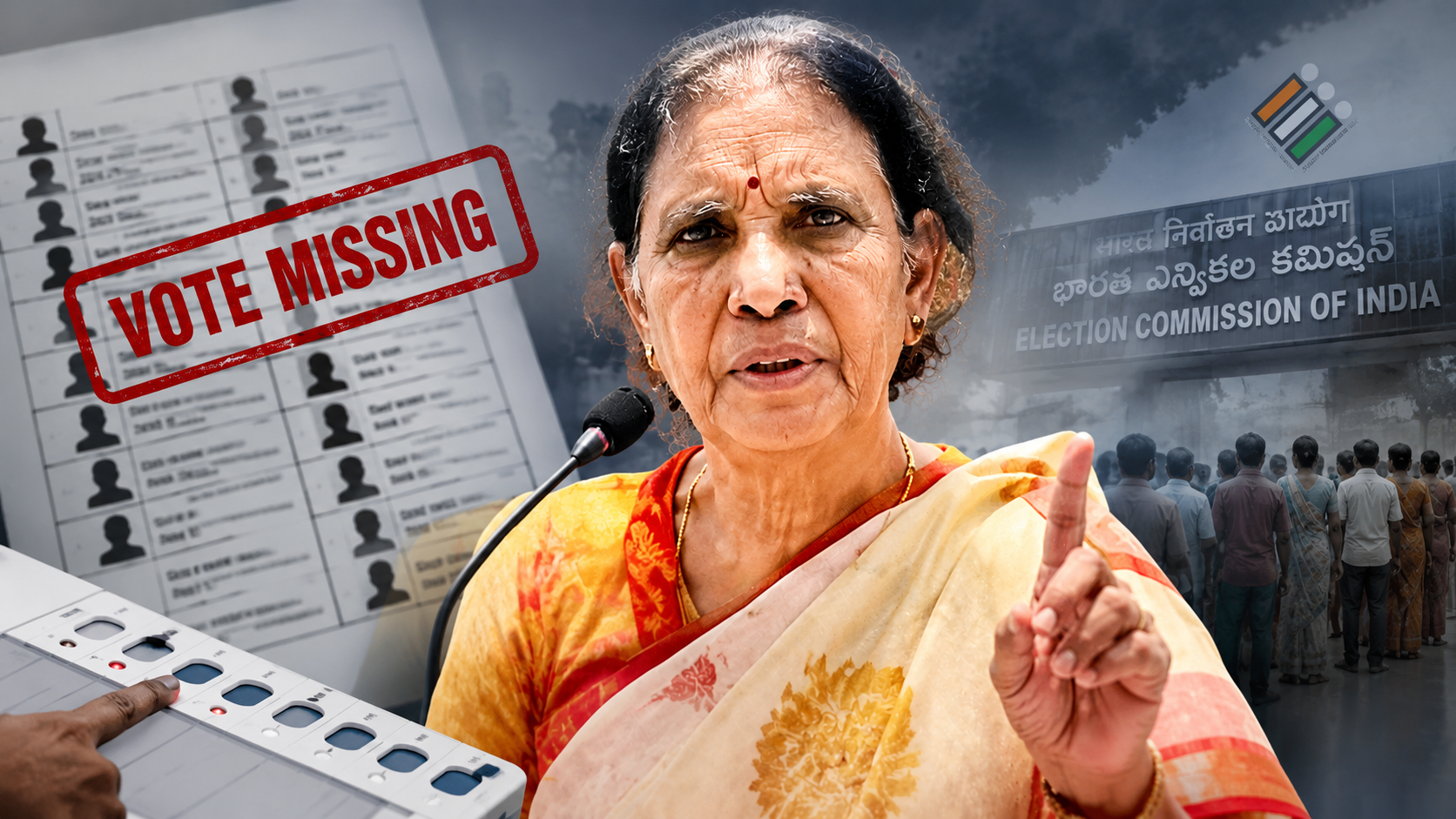 మాజీ మంత్రి డాక్టర్ శనక్కాయల అరుణ ఓటు లేదని ఆరోపిస్తూ ఎన్నికల వ్యవస్థపై స్పందిస్తున్న దృశ్యం
