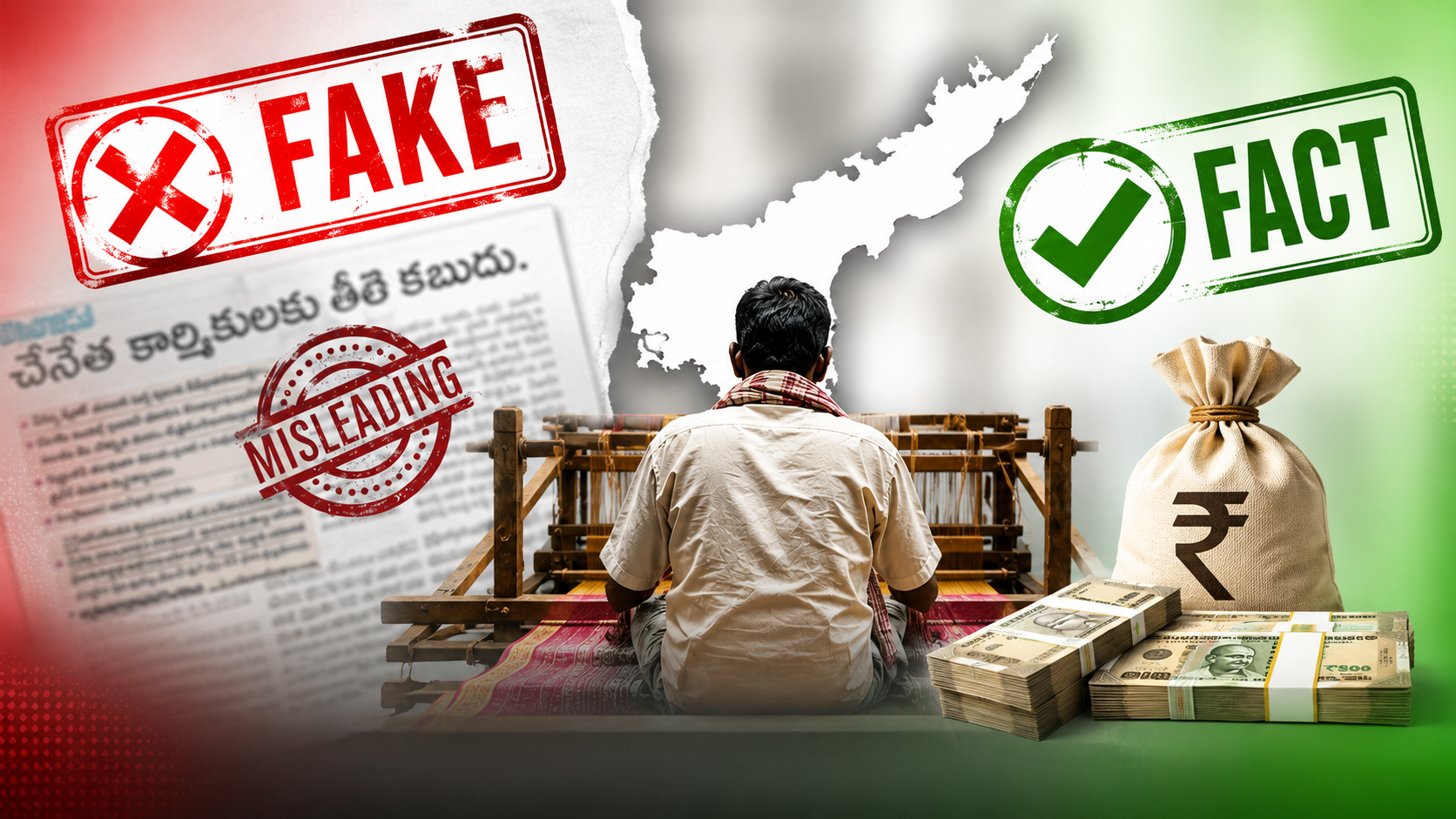 నేతన్న నేస్తం పథకంపై ఫ్యాక్ట్ చెక్ – చెనేత కార్మికులకు రూ.25 వేలే ఇచ్చారనే వైరల్ ప్రచారంపై వాస్తవాలను చూపిస్తున్న ఫీచర్డ్ ఇమేజ్.