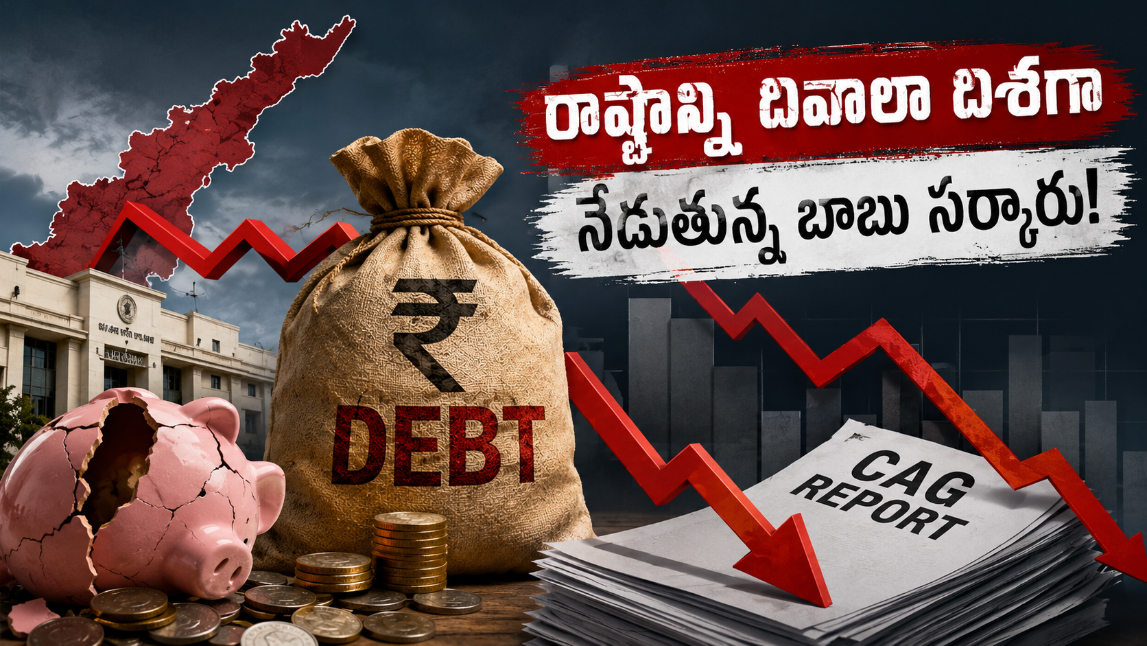 రాష్ట్రాన్ని దివాలా దిశగా నెట్టేస్తున్న బాబు సర్కారు.. 2026-27 తొలి త్రైమాసిక కాగ్ నివేదికలో అప్పులు, రెవెన్యూ లోటు, ఆర్థిక పరిస్థితిని సూచించే ఫీచర్డ్ ఇమేజ్.