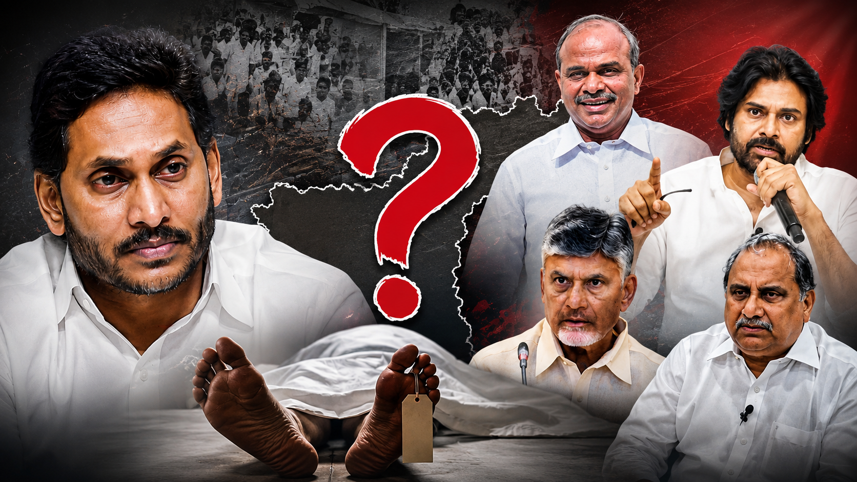 శవ రాజకీయాలు వివాదంపై జగన్, చంద్రబాబు, పవన్ కళ్యాణ్, ముద్రగడ పద్మనాభం నేతలతో రూపొందించిన రాజకీయ వార్తా ఫీచర్డ్ ఇమేజ్