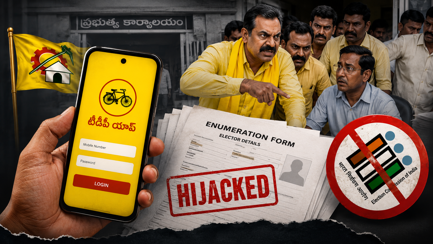 టీడీపీ అధికార దుర్వినియోగం ఆరోపణల మధ్య ఆంధ్రప్రదేశ్‌లో ఓటరు జాబితా ఎన్యూమరేషన్ ప్రక్రియను సూచించే ఫీచర్డ్ ఇమేజ్