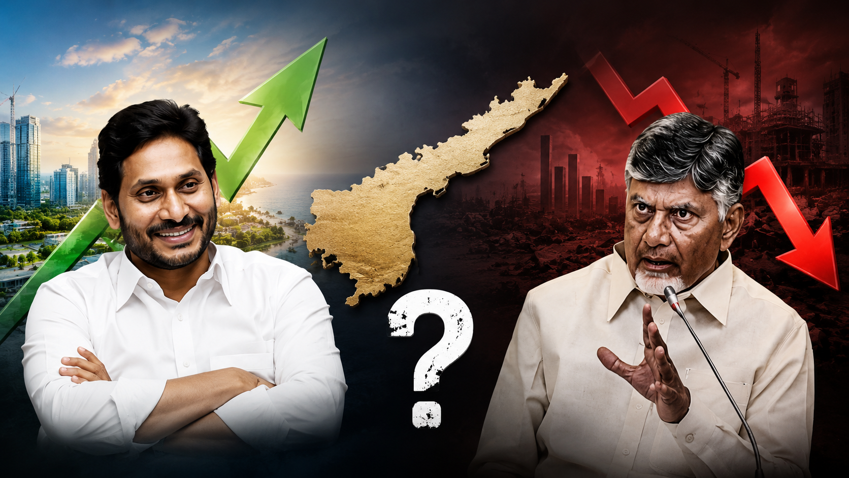 వెలుగులో ఉన్న ఆంధ్రప్రదేశ్ను చీకట్లలోకి నెట్టారా? జగన్, చంద్రబాబు పాలనల పోలికను చూపించే రాజకీయ ఫీచర్డ్ ఇమేజ్