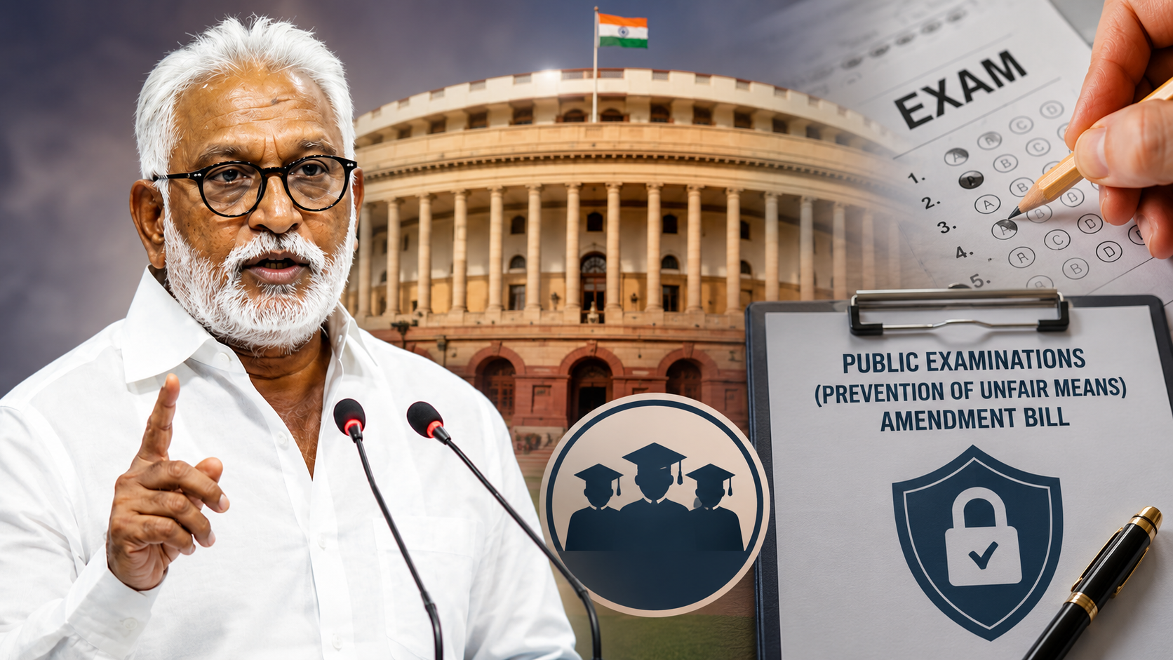 వైవీ సుబ్బారెడ్డి రాజ్యసభలో పబ్లిక్ ఎగ్జామినేషన్స్ సవరణ బిల్లుపై మాట్లాడుతూ రాష్ట్ర స్థాయి ఉద్యోగ పరీక్షలను కూడా కేంద్ర చట్టం పరిధిలోకి తేవాలని డిమాండ్ చేసిన దృశ్యం.