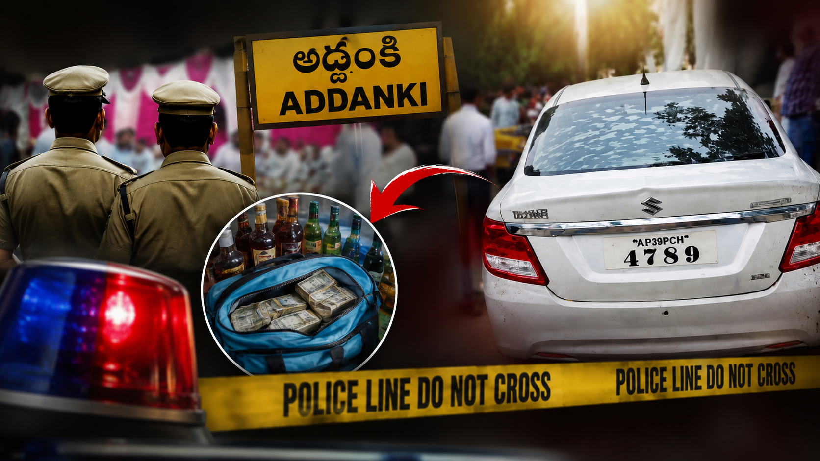 అద్దంకి పోలీసు కారు ప్రమాదం ఘటనలో పోలీసు అధికారులు మరియు ప్రమాదానికి గురైన కారు
