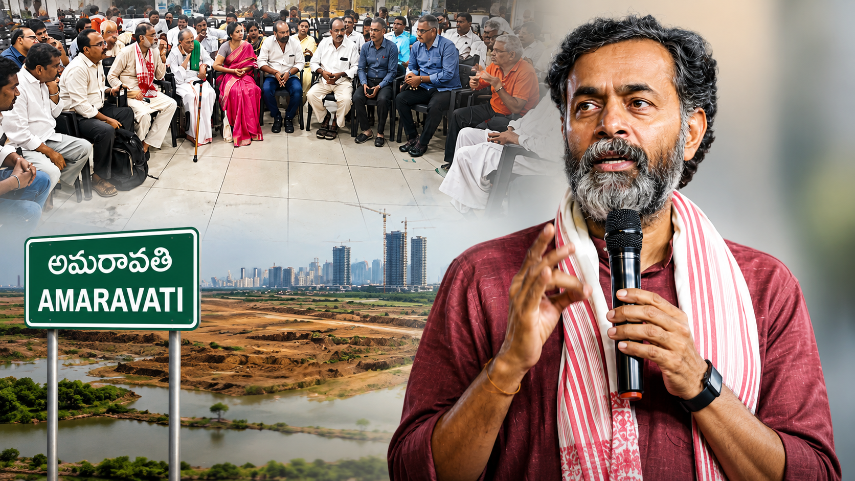 అమరావతి భూ దోపిడీపై రైతులతో సమావేశమైన యోగేంద్ర యాదవ్