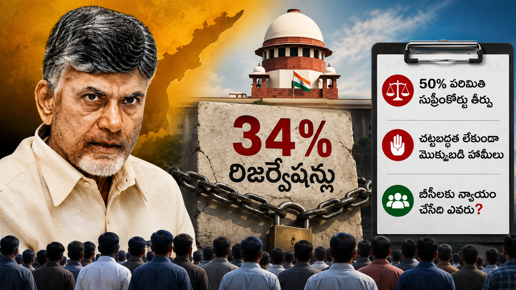 బీసీలకు 34 శాతం రిజర్వేషన్‌పై చంద్రబాబుపై విమర్శలు