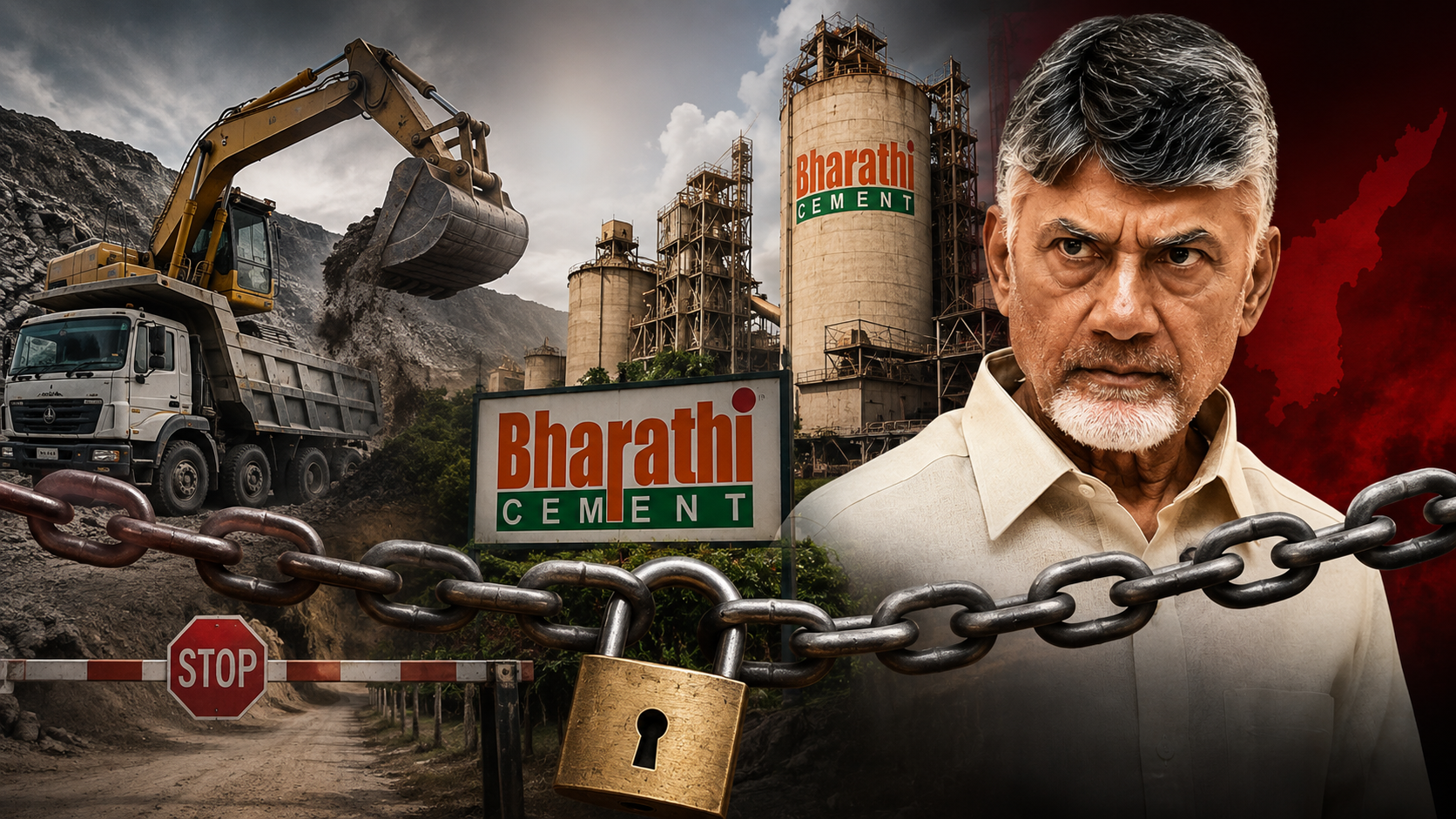 భారతి సిమెంట్స్ లైమ్‌స్టోన్ మైనింగ్‌కు అడ్డంకులు, పరిశ్రమ కార్యకలాపాలపై ప్రభావం చూపుతున్నట్లు సూచించే ఫీచర్డ్ ఇమేజ్.