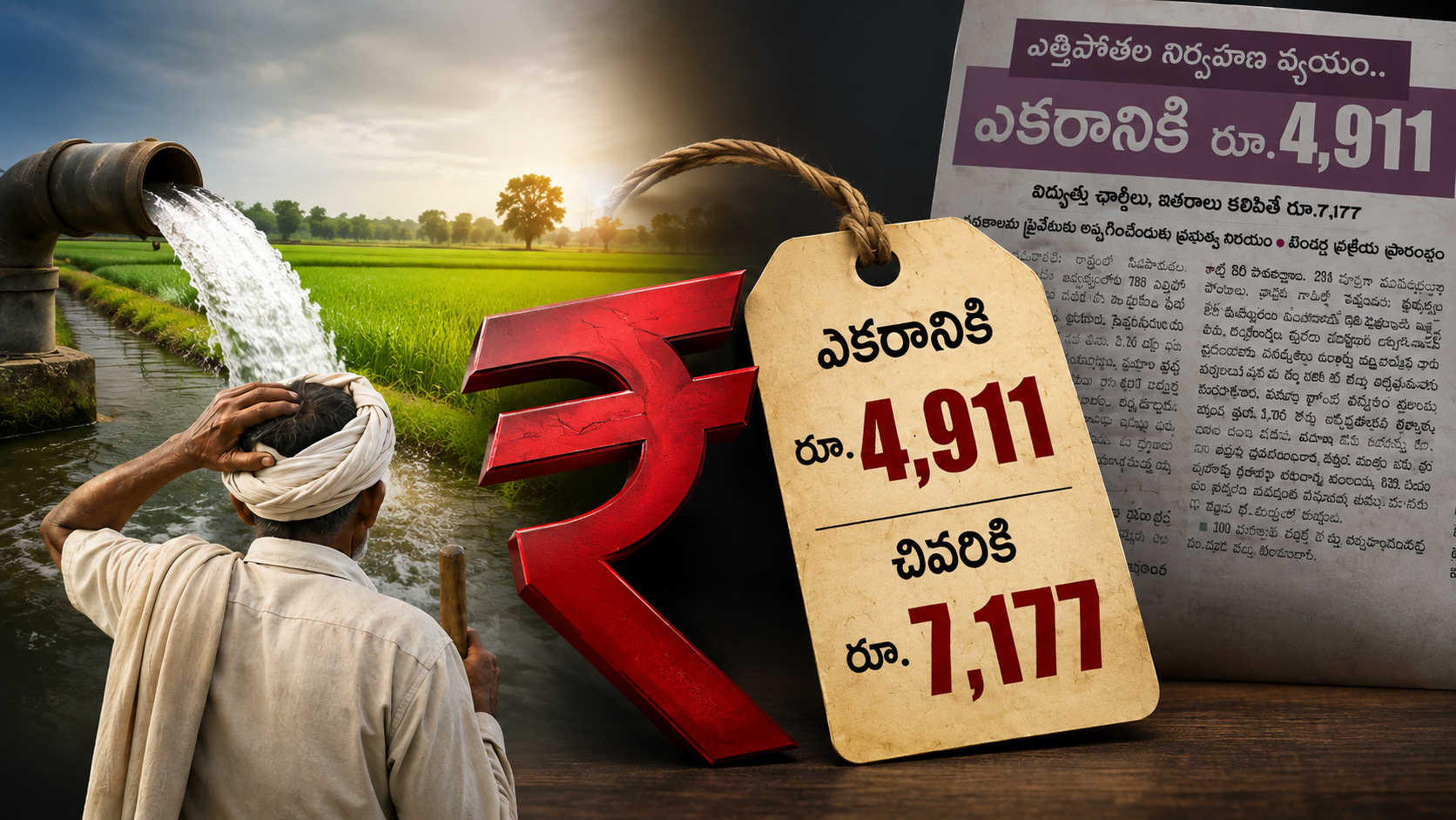 రైతుల సాగునీటి రుసుములు ఎకరానికి రూ.4,911 నుంచి రూ.7,177