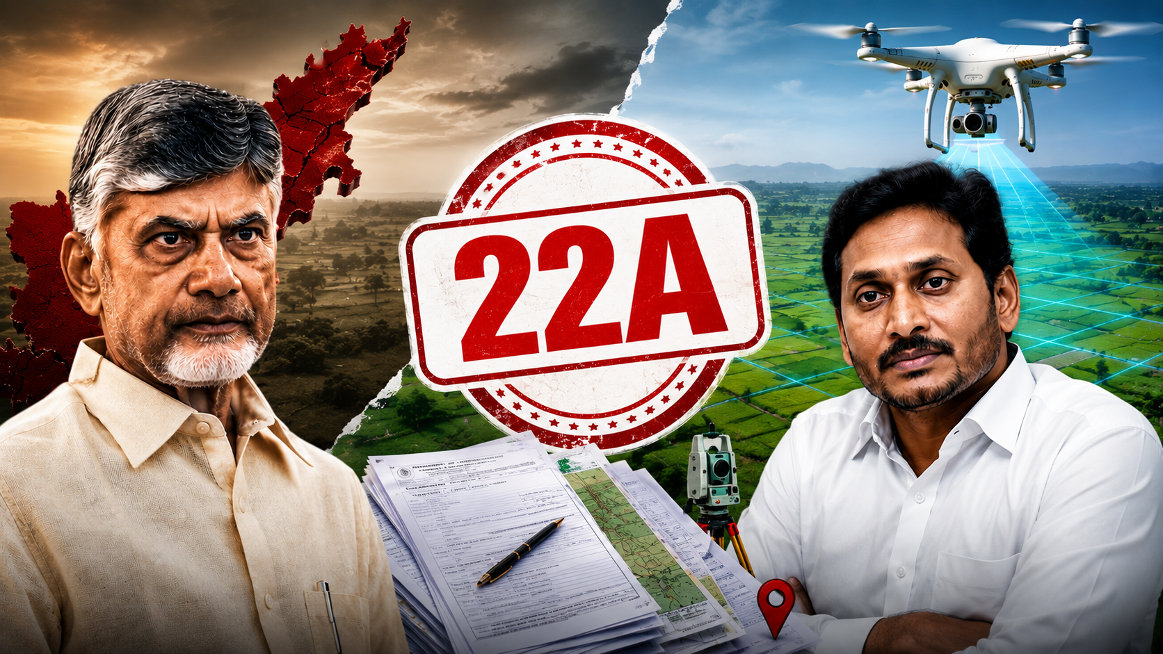 22ఏ భూములు – చంద్రబాబు, వైఎస్ జగన్ భూ రీసర్వే వివాదం