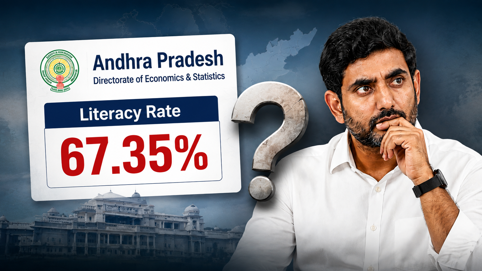ఏపీ అక్షరాస్యత రేటు 67.35 శాతం, 82.1 శాతం గణాంకాలపై ప్రశ్నలు
