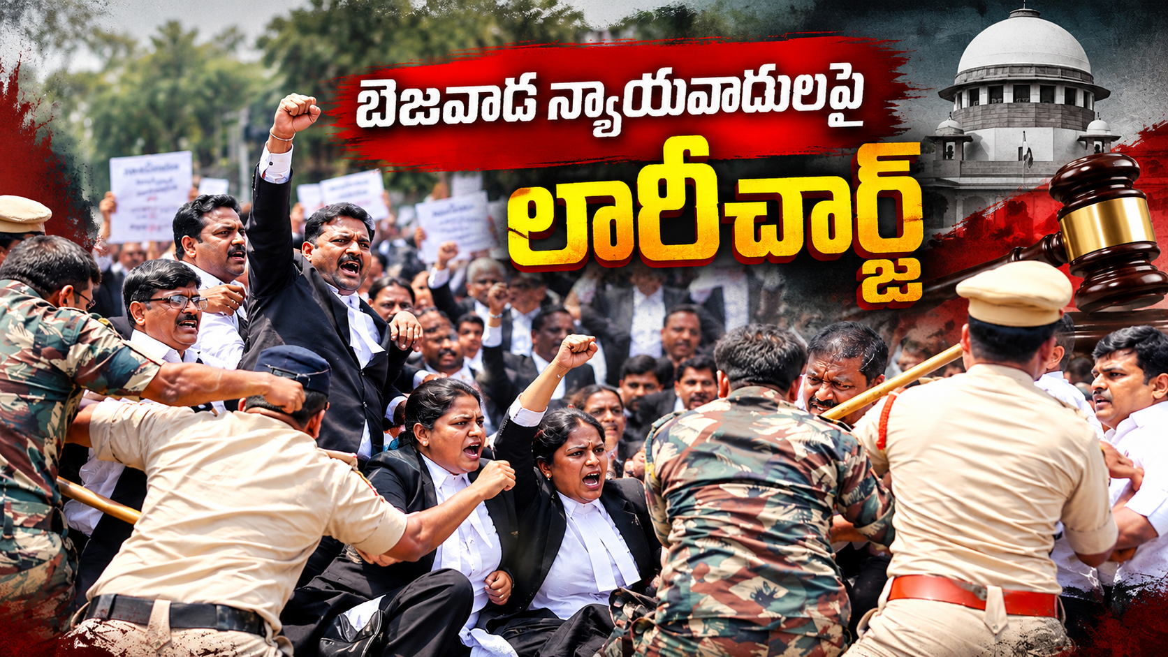 బెజవాడ న్యాయవాదులపై లాఠీచార్జ్