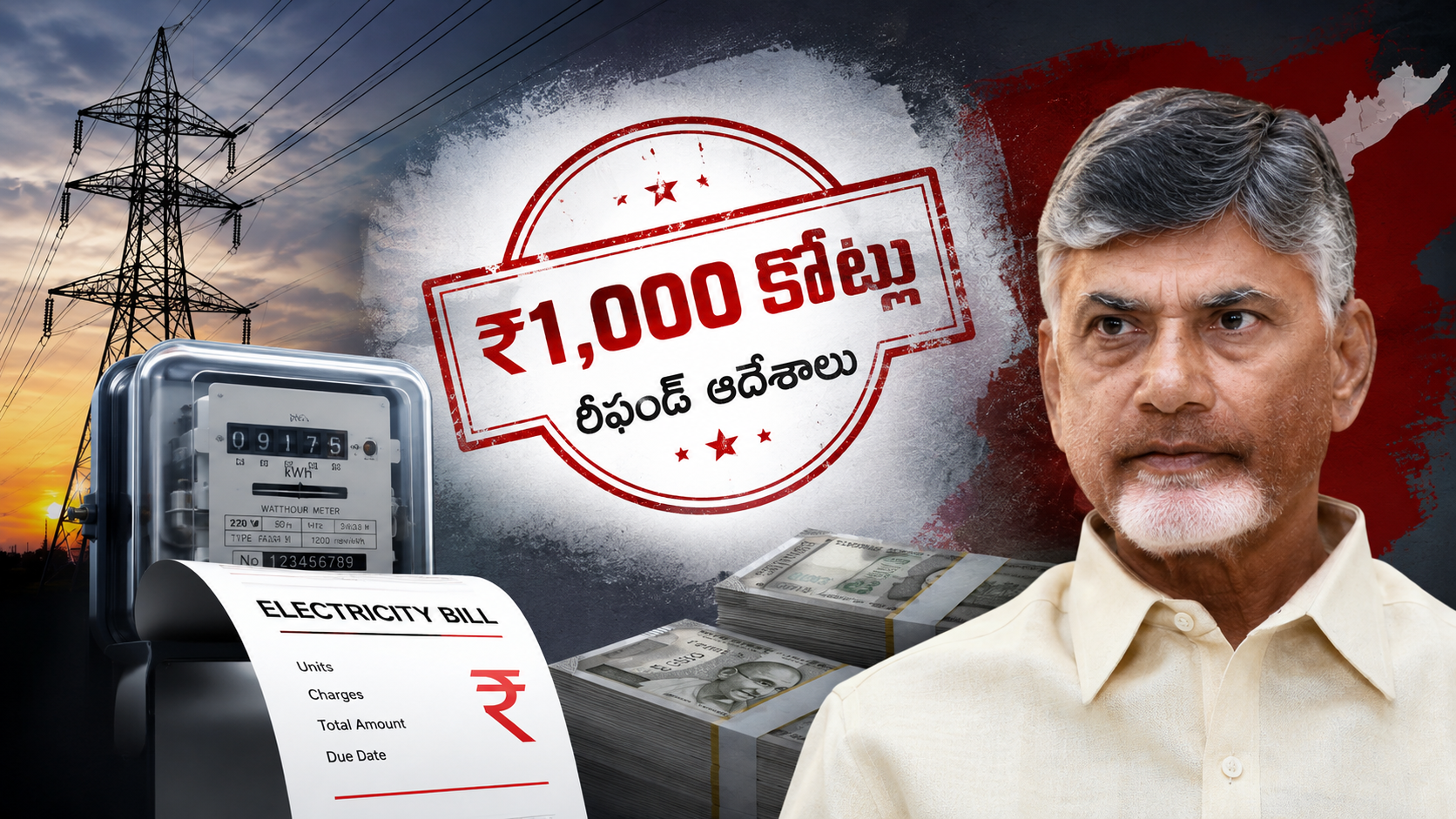 కరెంట్ చార్జీలపై చంద్రబాబు, రూ.1000 కోట్ల రీఫండ్ ఆదేశాలు