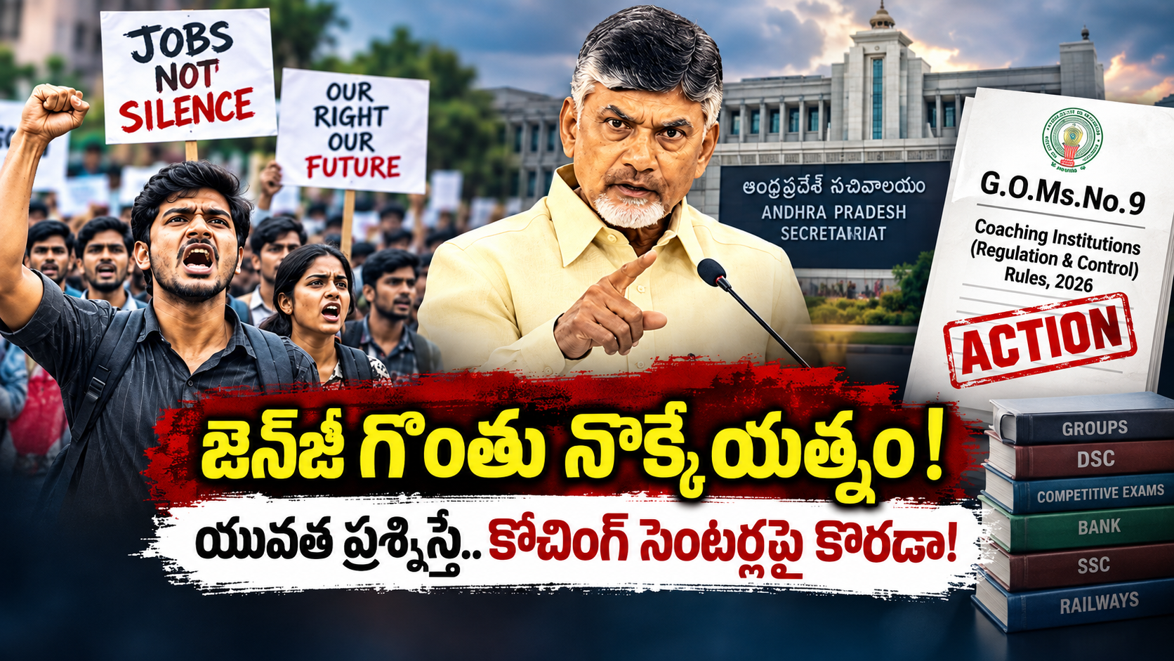 జెన్‌జీ గొంతు నొక్కే యత్నం – జీవో 9తో కోచింగ్ సెంటర్లపై చర్యలు, ఉద్యోగాల కోసం యువత నిరసన