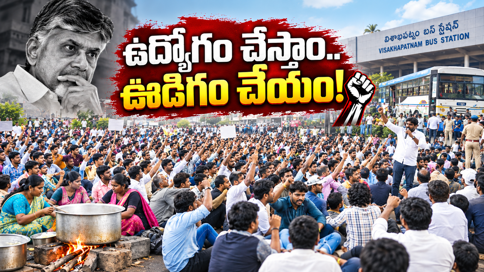 గ్రామ వార్డు సచివాలయ ఉద్యోగుల ఆందోళన