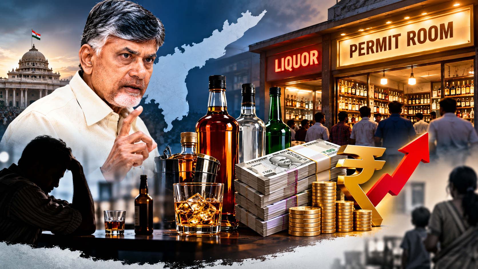 కొత్త ఎక్సైజ్ పాలసీతో ఆంధ్రప్రదేశ్లో మద్యం దుకాణాలు మరియు పర్మిట్ రూమ్లు