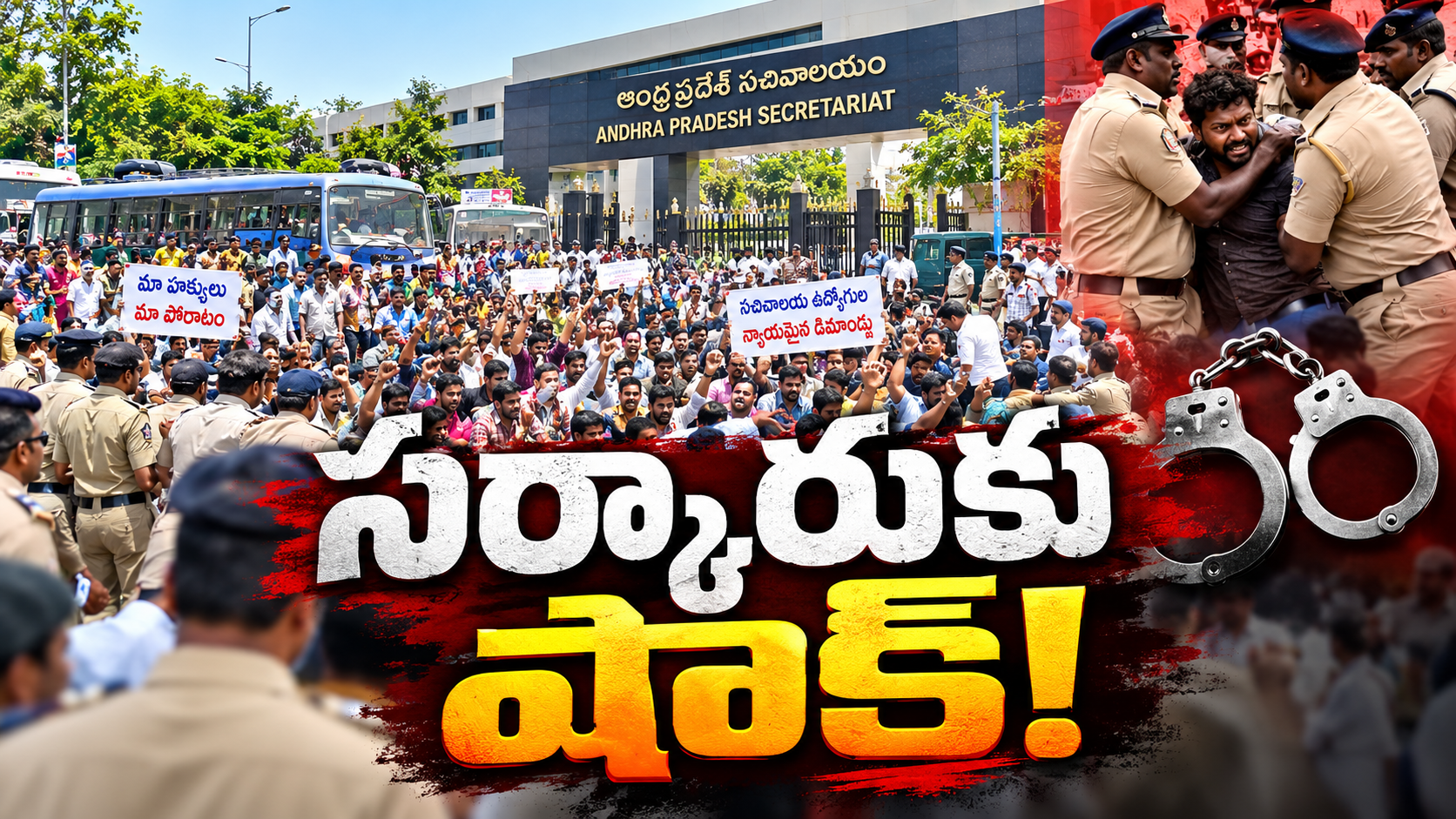 సచివాలయ ఉద్యోగుల ధర్నా సందర్భంగా భారీగా తరలివచ్చిన ఉద్యోగులు